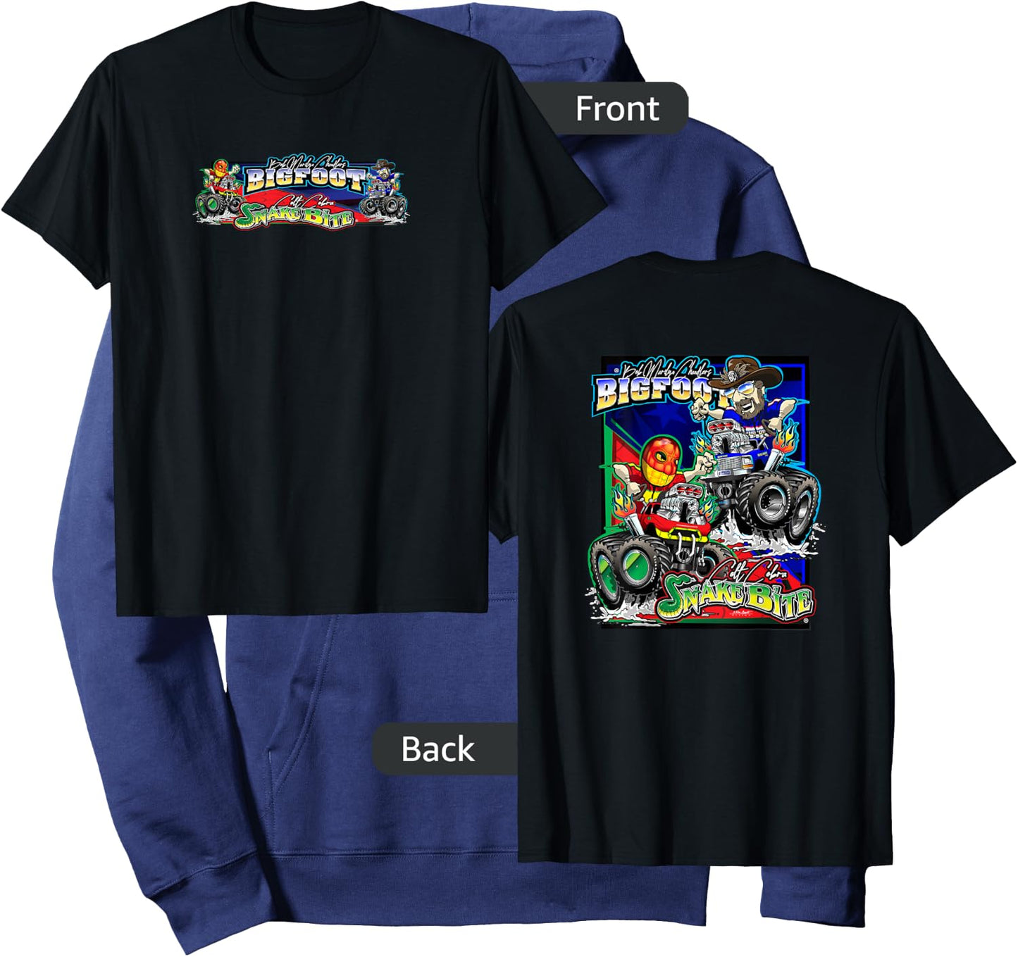 BIGFOOT vs. SNAKE BITE Caricatures (2-Sided) Hoodie - Hoodie | Navy