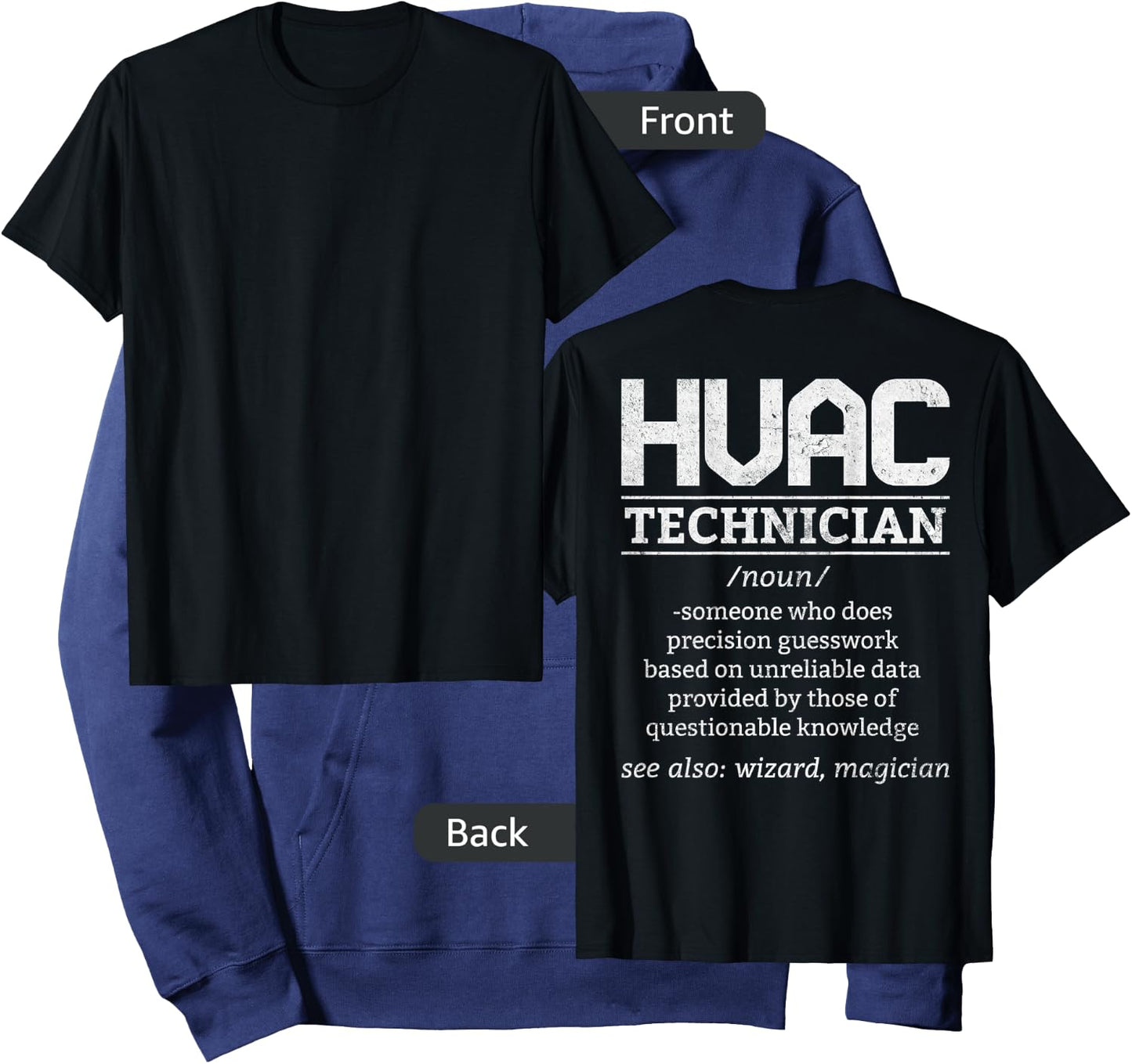 HVAC Tech Novelty Ac Technician HVAC Mechanic Design On Back Hoodie - Hoodie | Navy