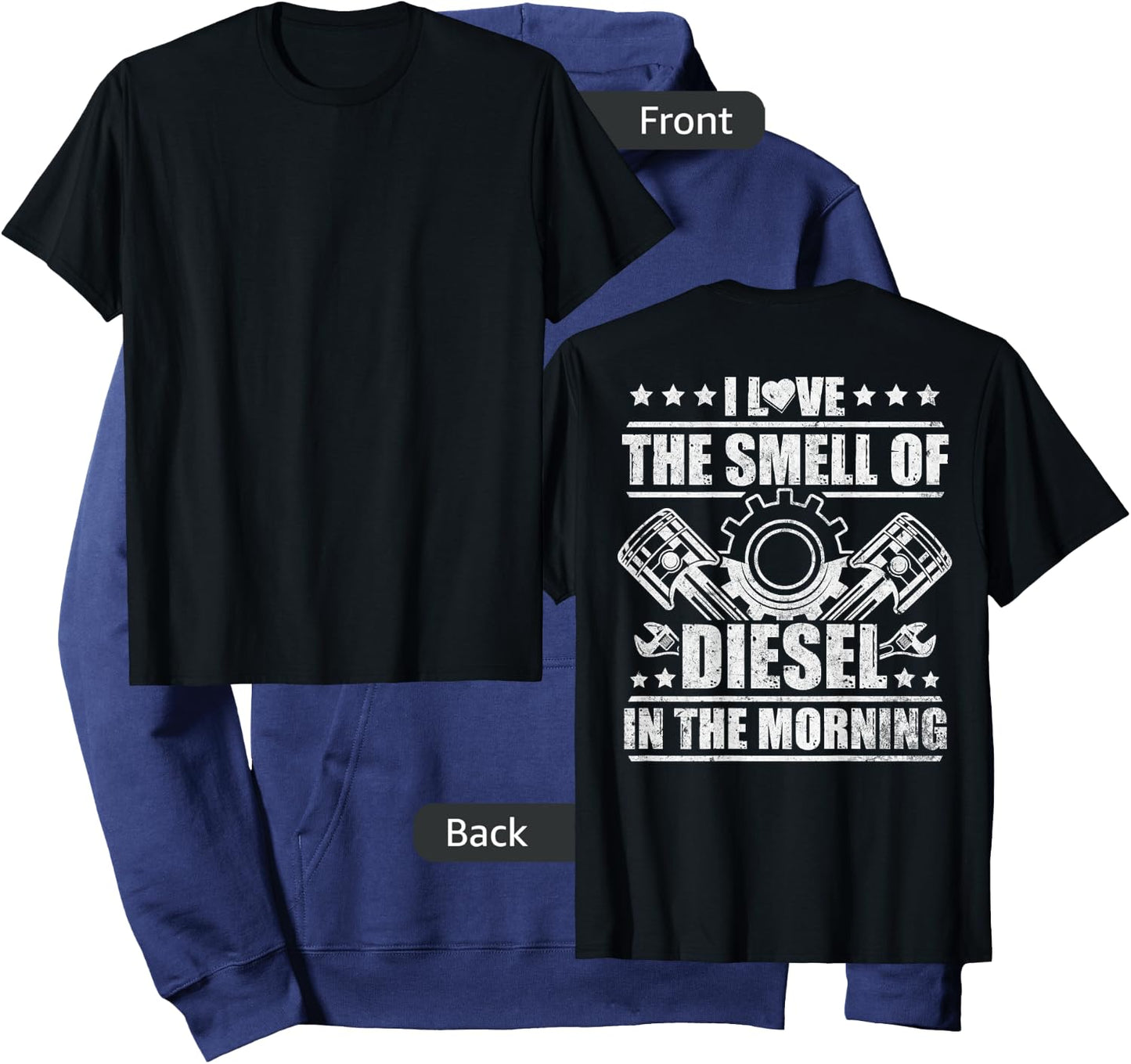 Truck Driver Novelty Diesel Flue Trucker Design On Back Hoodie - Hoodie | Navy