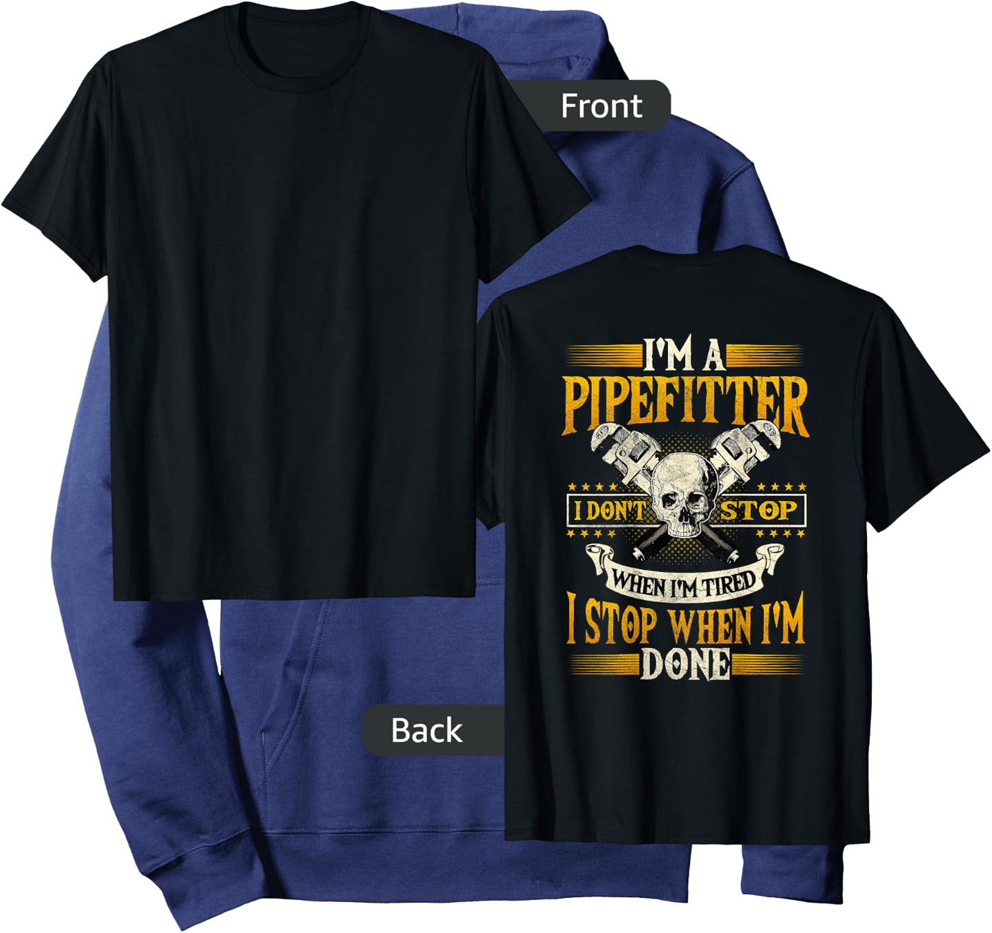 Pipefitter Gifts Funny Plumber Image On Back Of Shirt Hoodie - Hoodie | Navy