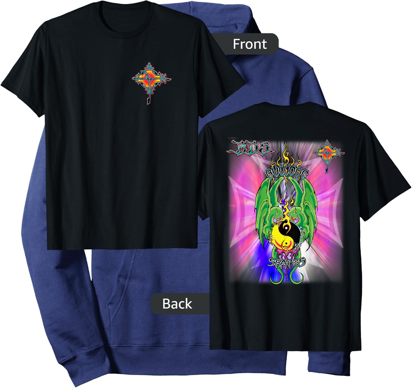 BDS 2 Dragons Bulldog Skates Design Venice POP Men Women Kids Hoodie - Hoodie | Navy