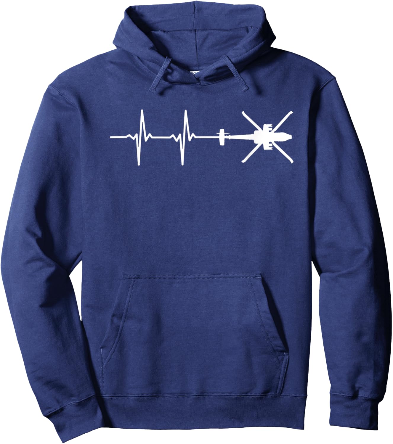 EKG Heartbeat AH-64 Apache Military Gunship Shirt Hoodie - Hoodie | Navy