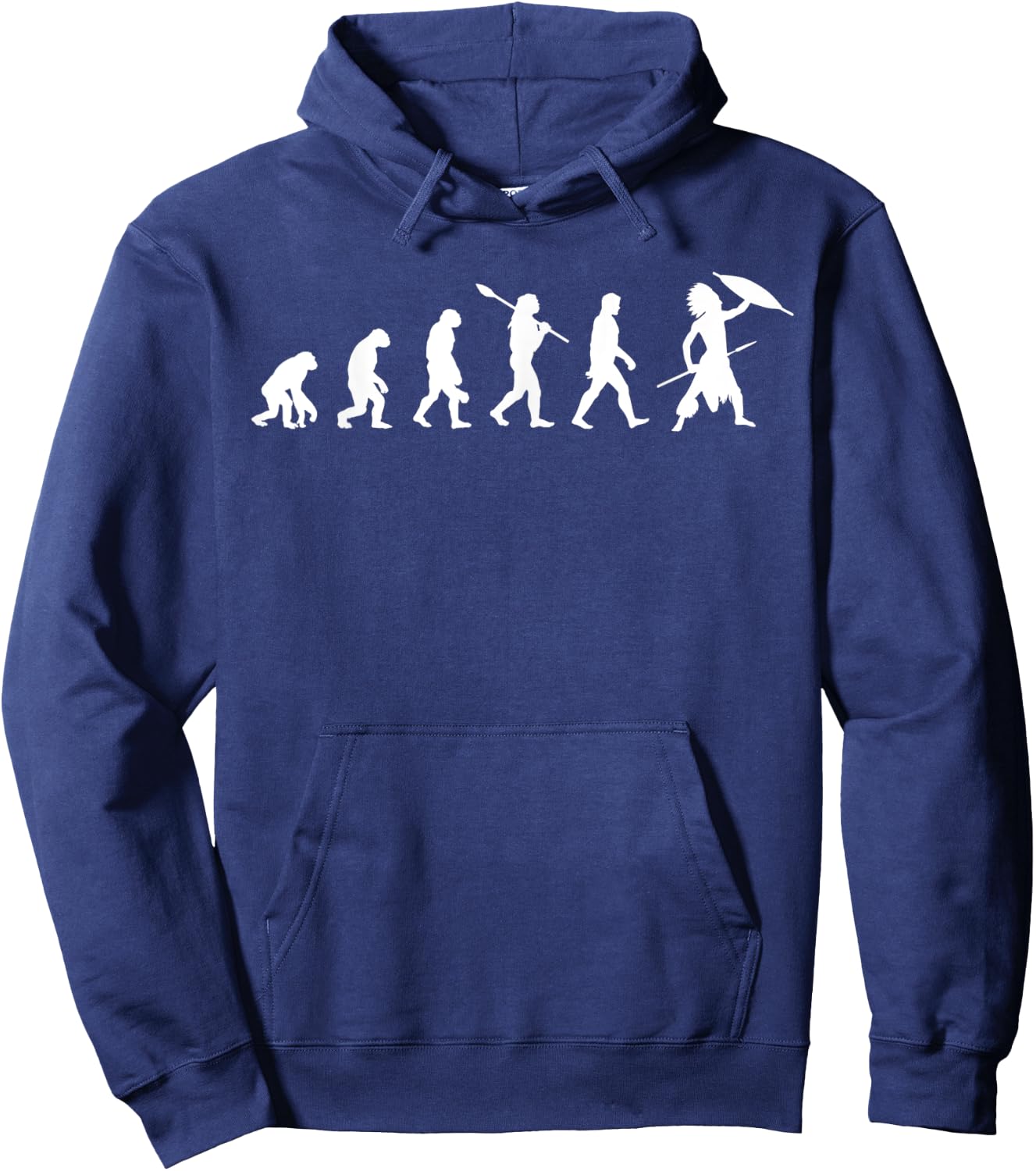 Native American with Spear and Shield - Evolution of Man Hoodie - Hoodie | Navy