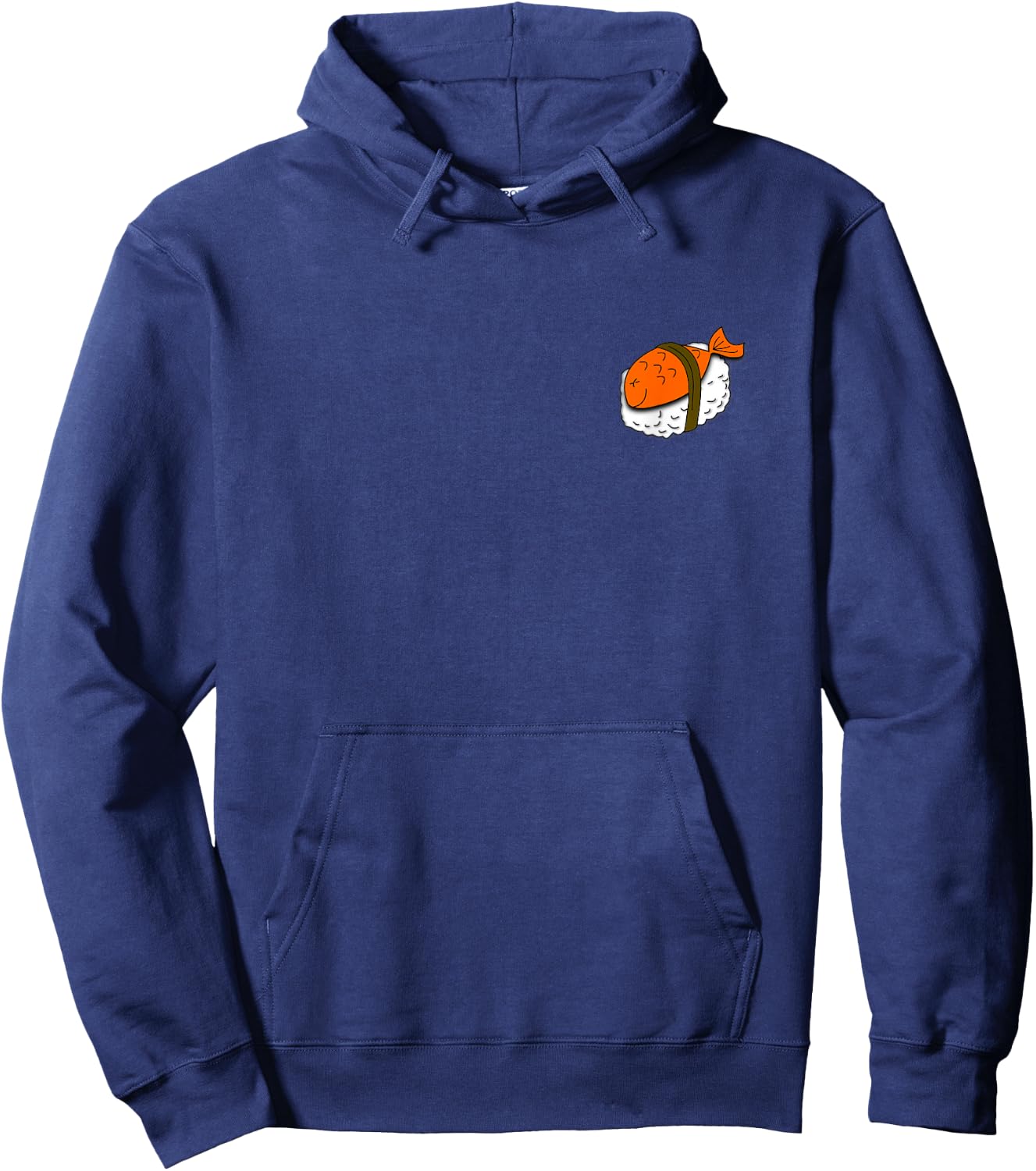 Cute Japanese Fish for Sushi on Left Chest, Nigiri Sushi Hoodie - Hoodie | Navy