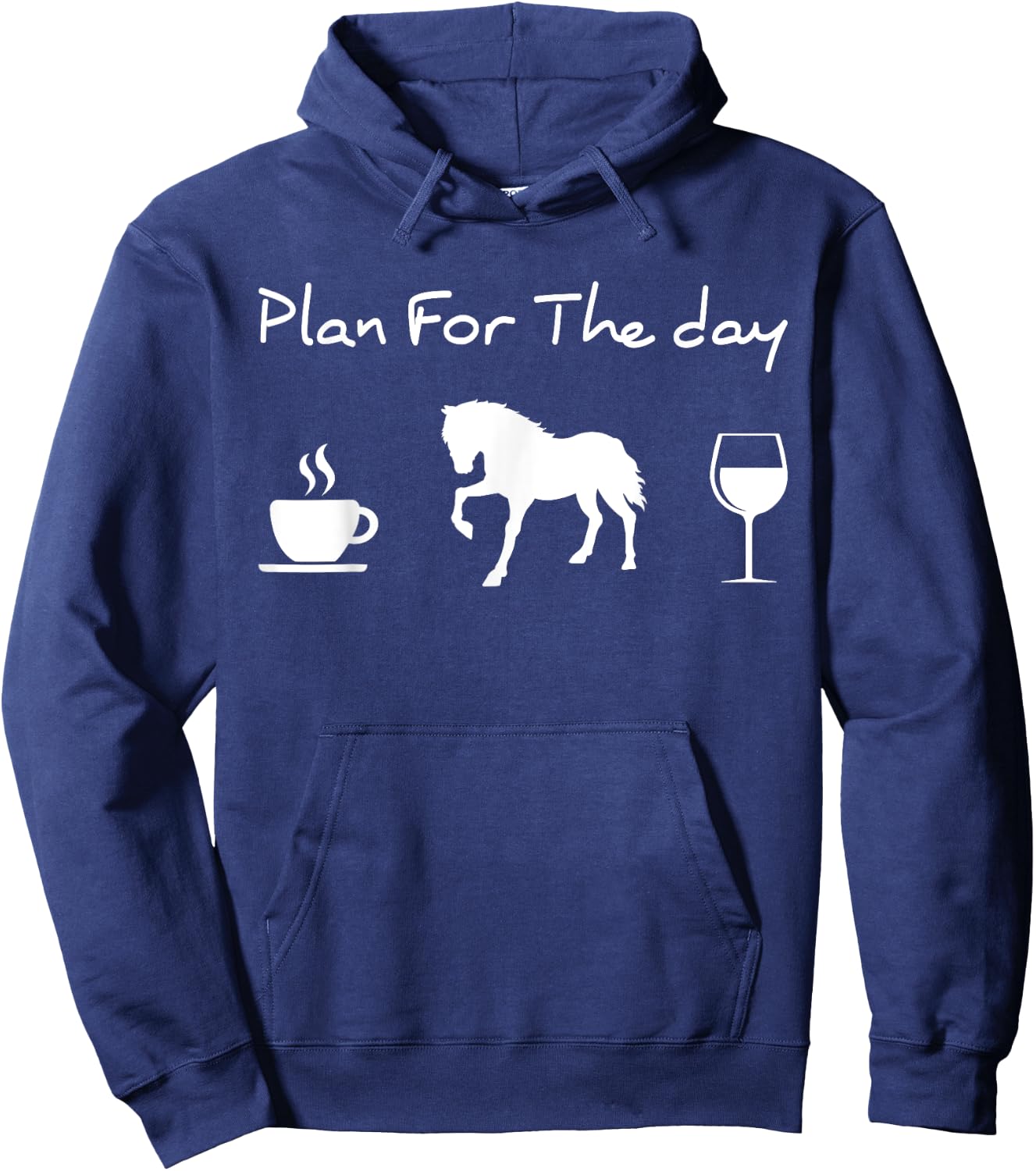 Plan For The Day Coffee Horse Wine Hoodie - Hoodie | Navy