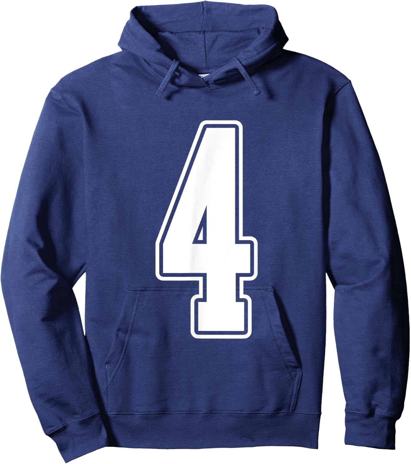 #4 White Outline Number 4 Sports Fan Jersey Style Hoodie - Hoodie | Navy