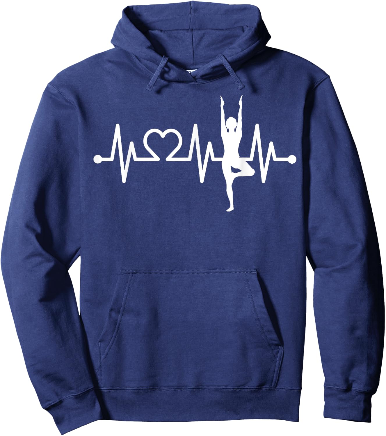 EKG Heartbeat Yoga with Heart Tree Vrksasana Pulse Hoodie - Hoodie | Navy