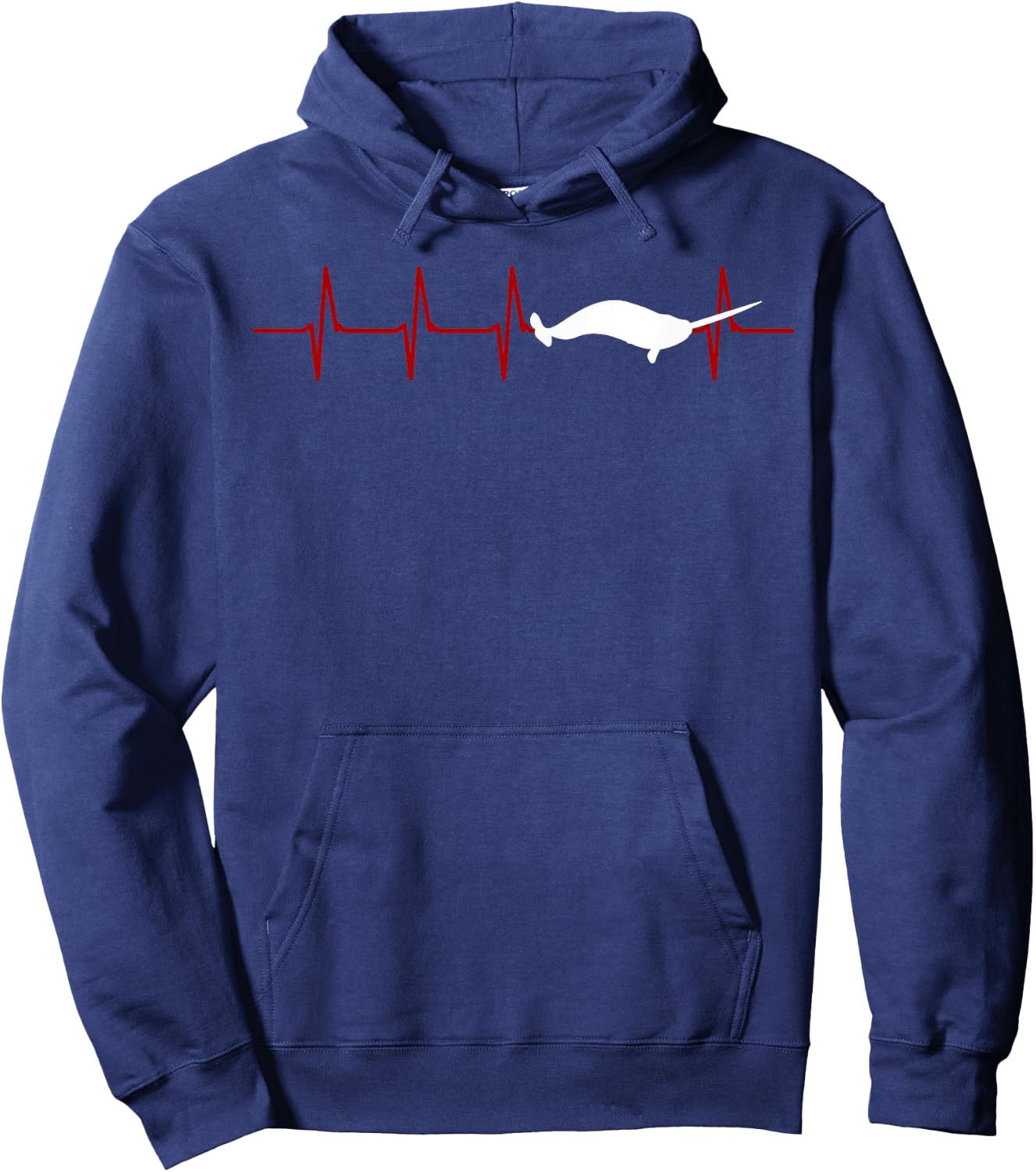 Narwhal Heartbeat Oceanologist Sea Animal Whale Ocean Hoodie - Hoodie | Navy