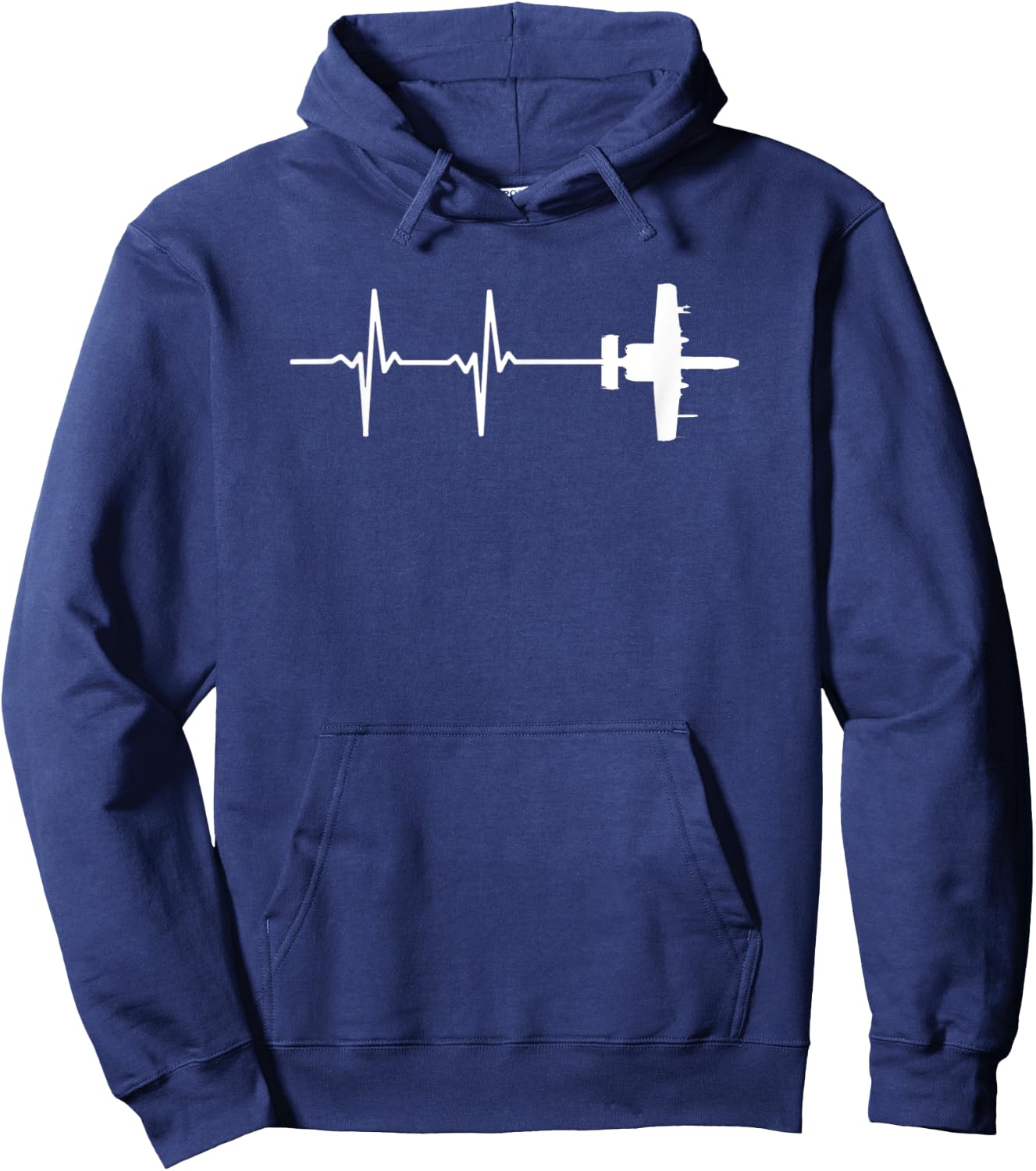 EKG Heartbeat A-10 Thunderbolt II Warthog Military Plane Hoodie - Hoodie | Navy