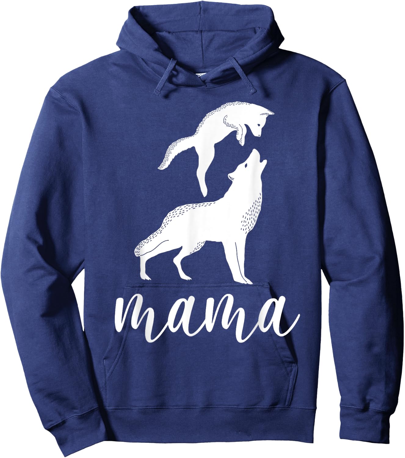 Mama Wolf & Baby Wolf Love Mom and Kids - Mothers Day Hoodie - Hoodie | Navy