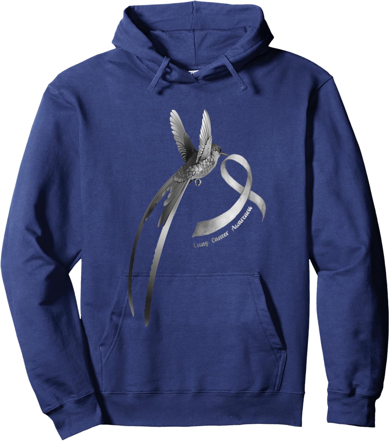 Bird White Ribbon Lung Cancer Awareness Hoodie - Hoodie | Navy