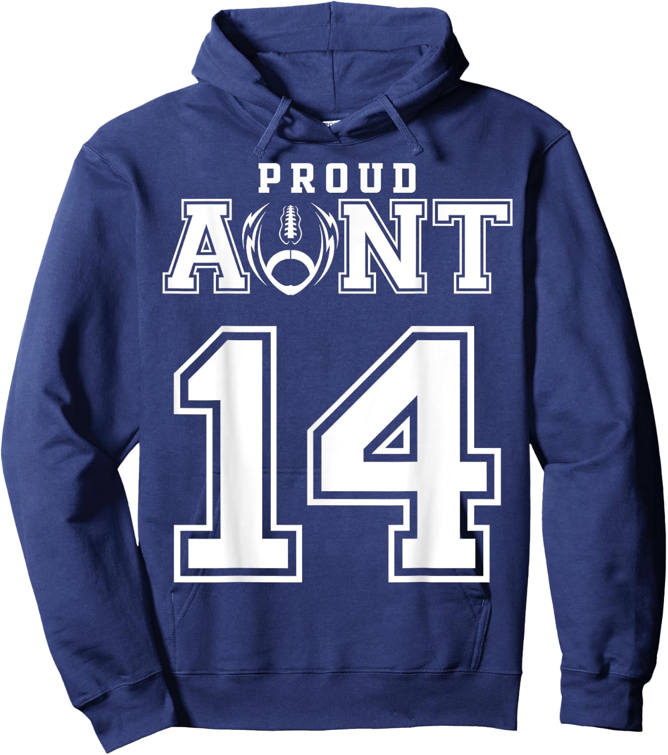 Custom Proud Football Aunt Number 14 Personalized Hoodie - Hoodie | Navy