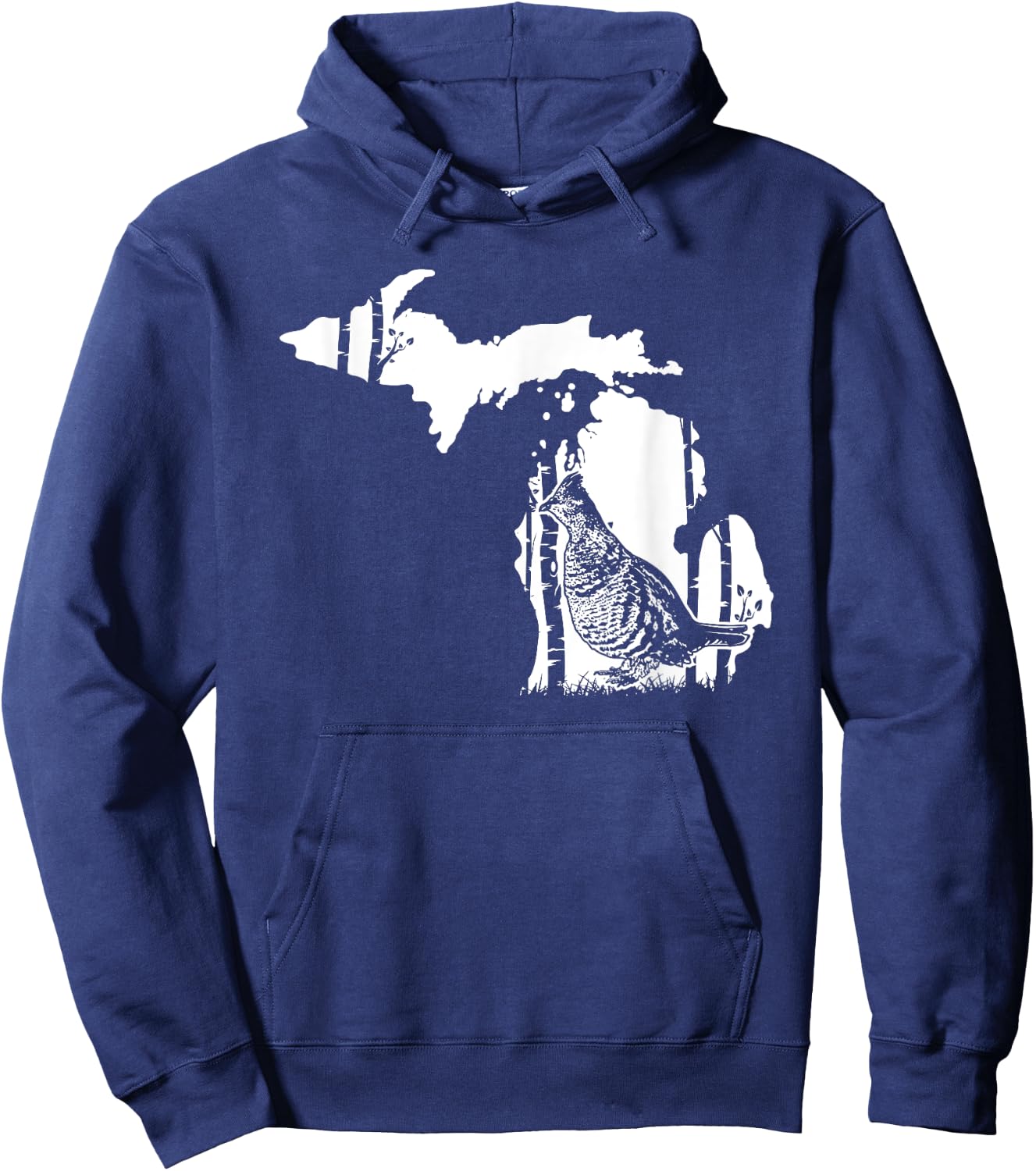 Hunting Partridge Grouse- Michigan map Bird Hunter Hoodie - Hoodie | Navy