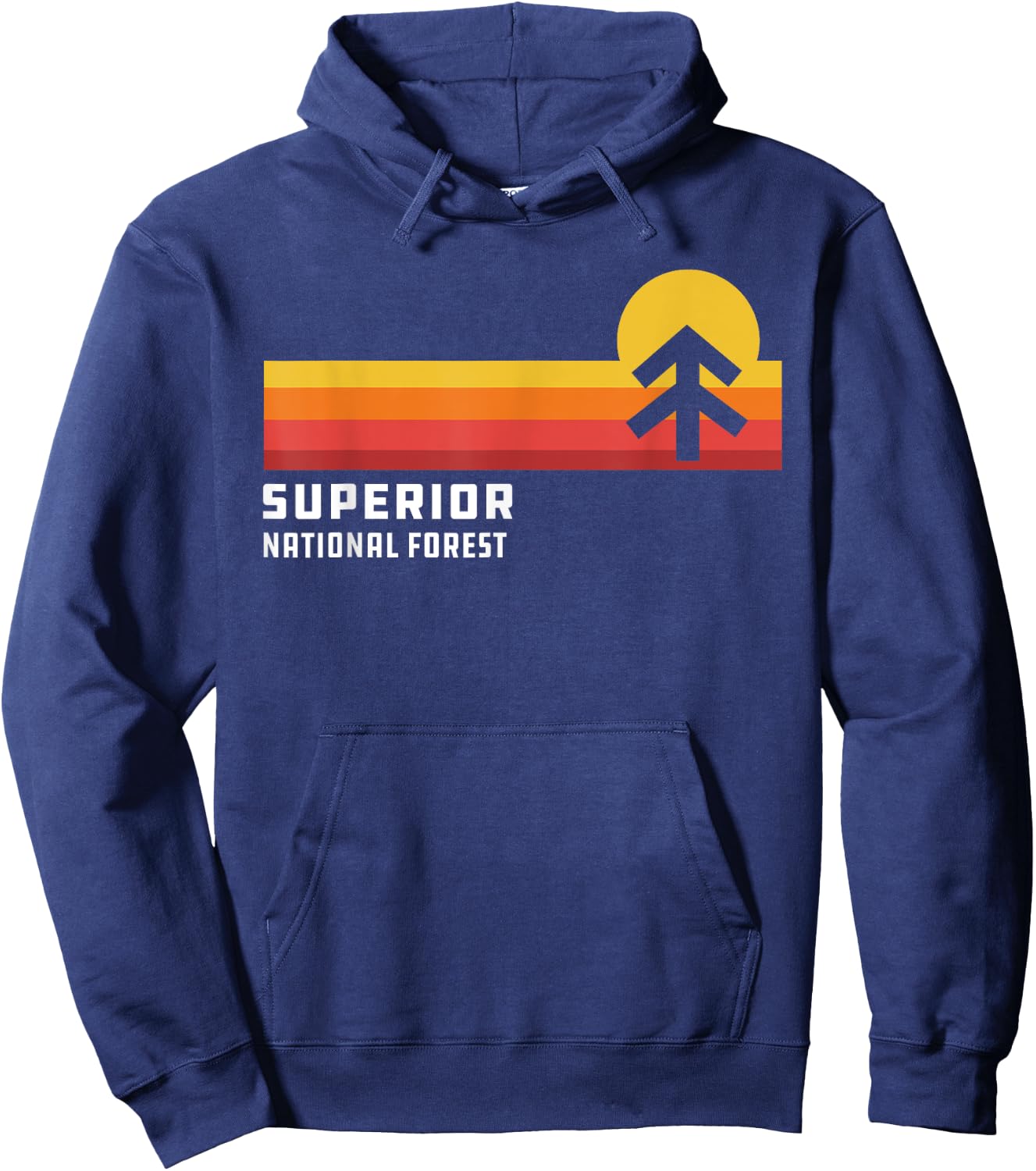 Retro Sunset Superior National Forest Ely Minnesota Hoodie - Hoodie | Navy