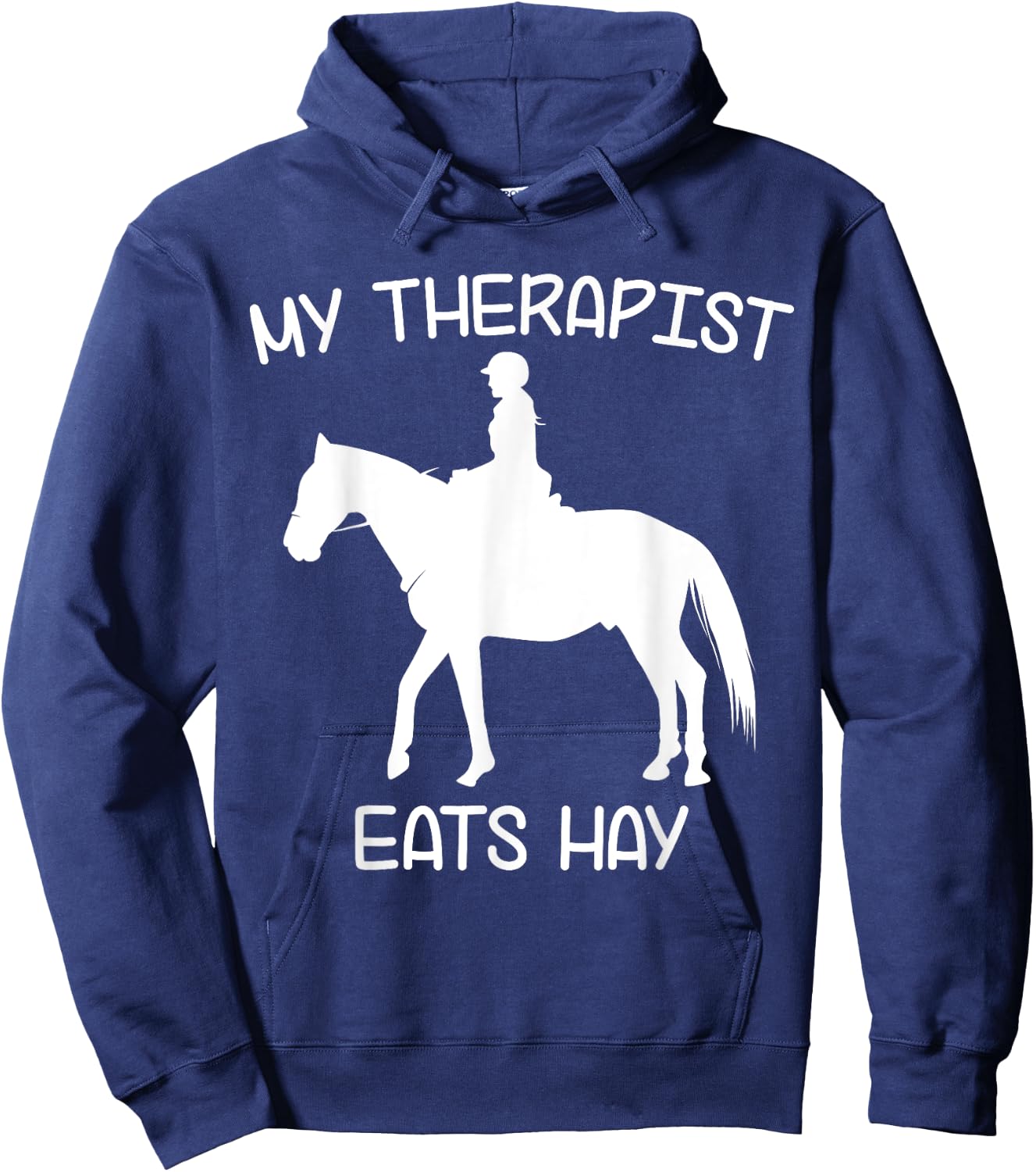 Horse rider clothes & gifts with funny sayings x | My Therapist Eats Hay | Funny Horses - Women's Black Short Sleeve - Size Small Hoodie - Hoodie | Navy
