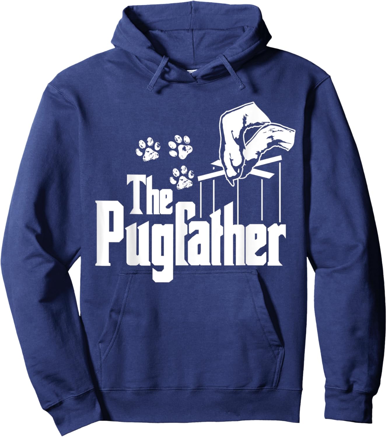 Pug-father Dog Dad Puppy Paw Print Funny Animal Fathers-Day Hoodie - Hoodie | Navy