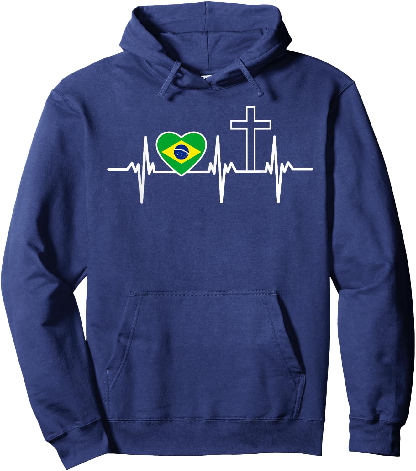 A Heart For Jesus And Brazil - Christian Clothing Hoodie - Hoodie | Navy