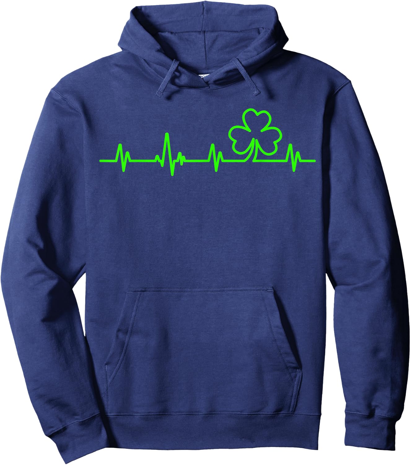 St Patricks Day Lucky Irish Clover Heartbeat Shamrock Hoodie - Hoodie | Navy