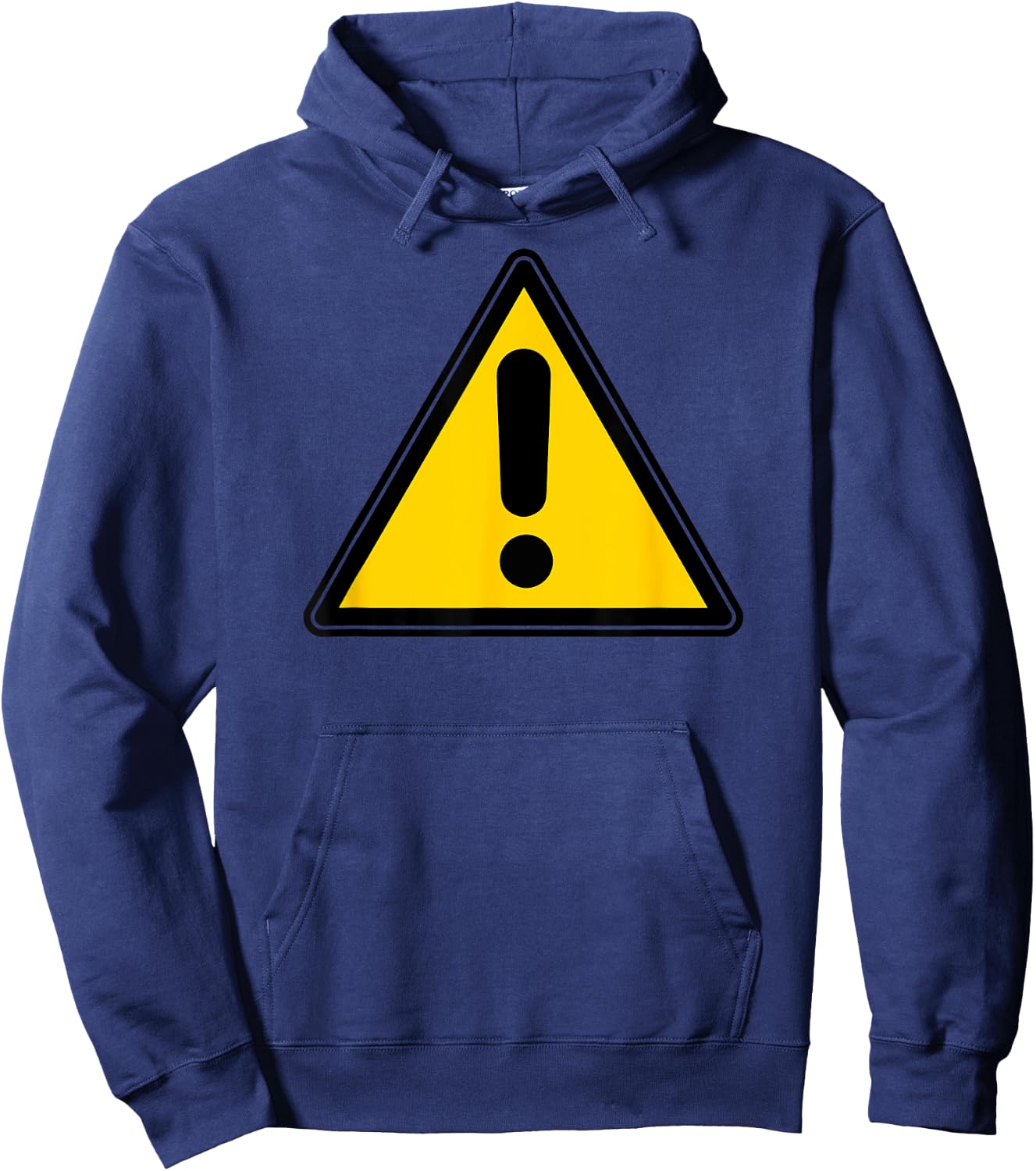 Yellow Caution Warning Exclamation Street Sign Triangle Hoodie - Hoodie | Navy