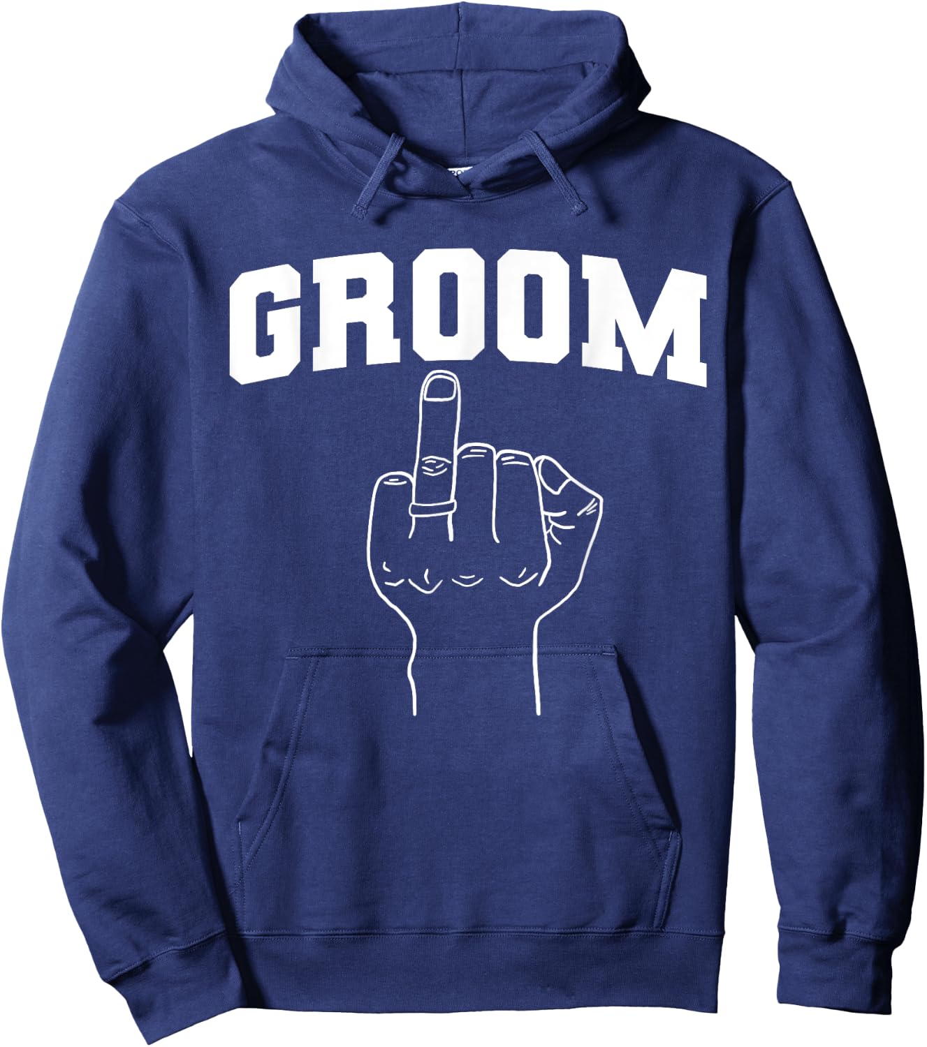 Wedding Honeymoon Bachelor Finger Ring Hubby Funny Groom Hoodie - Hoodie | Navy