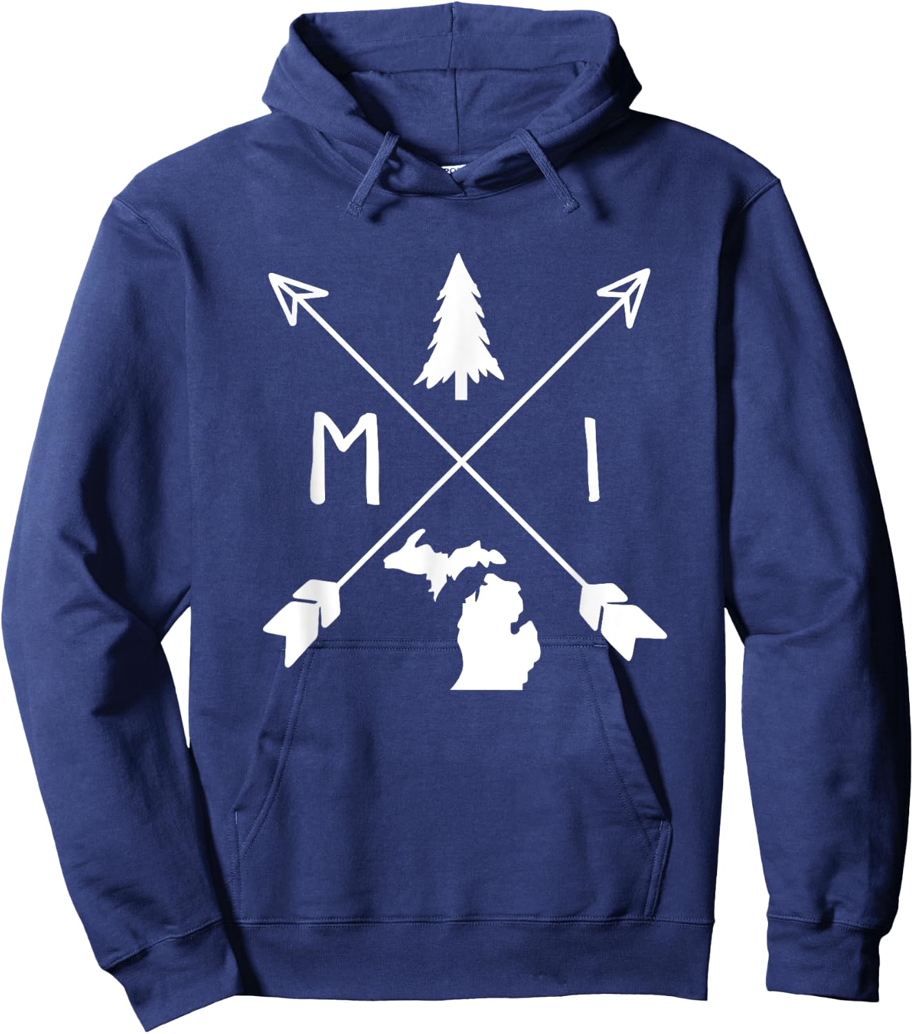 Michigan Up North Home State Midwest Vintage Retro Hoodie - Hoodie | Navy