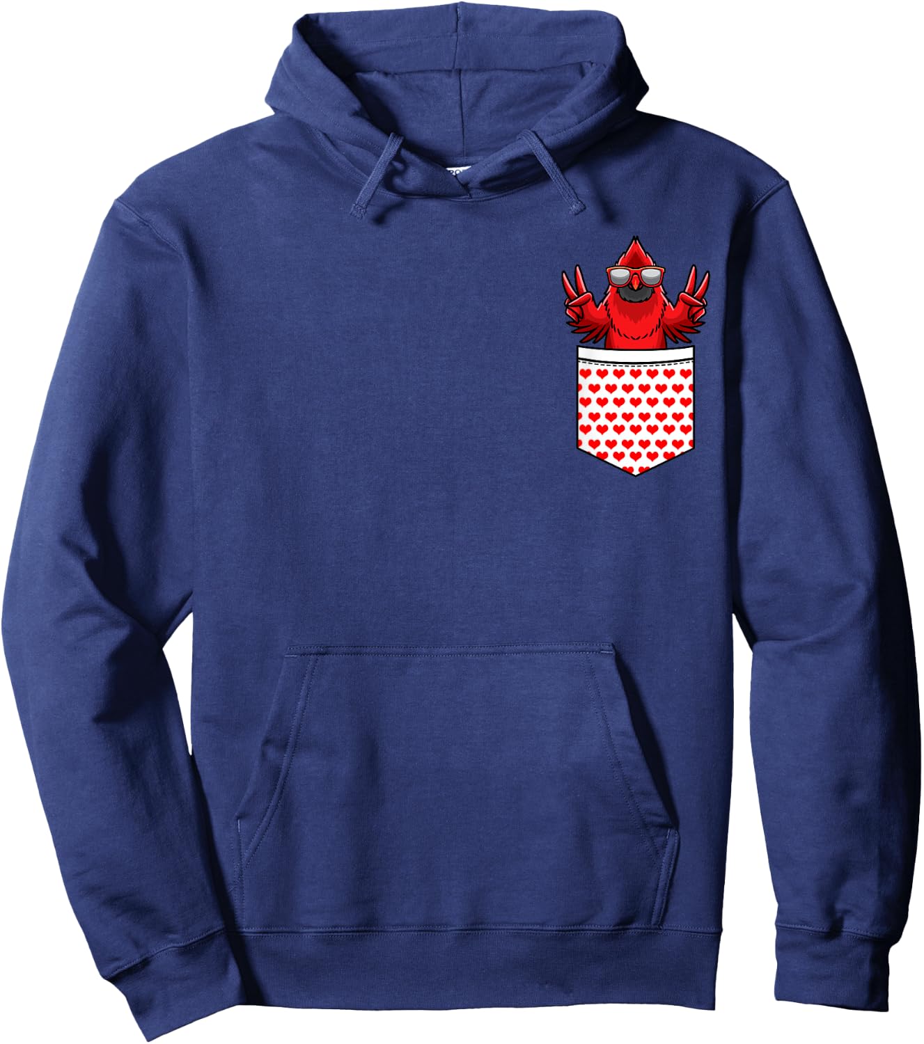 Northern Cardinal Bird Red Cardinal In Pocket Hoodie - Hoodie | Navy