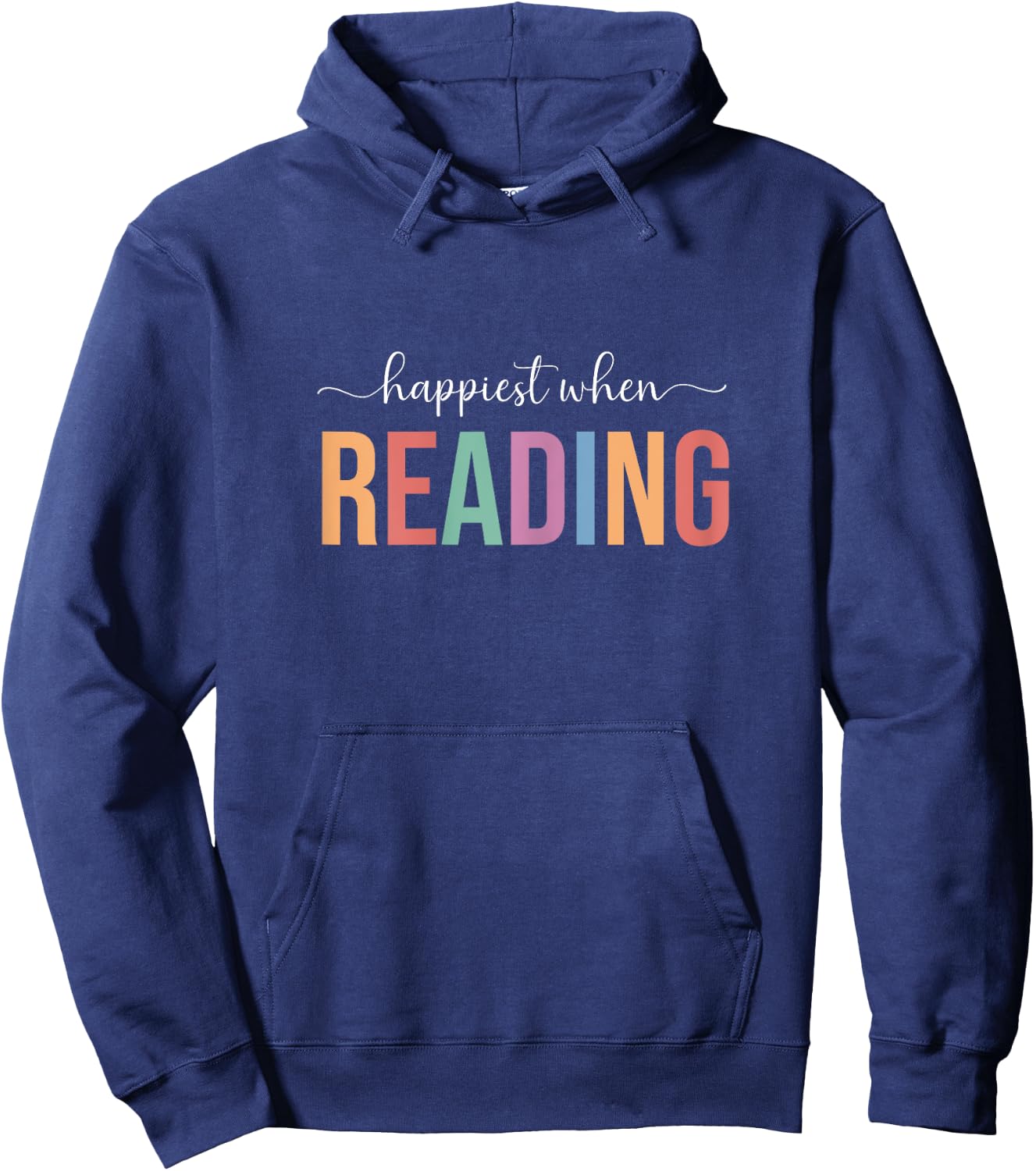 Reading, Happiest When Reading, Librarian Hoodie - Hoodie | Navy
