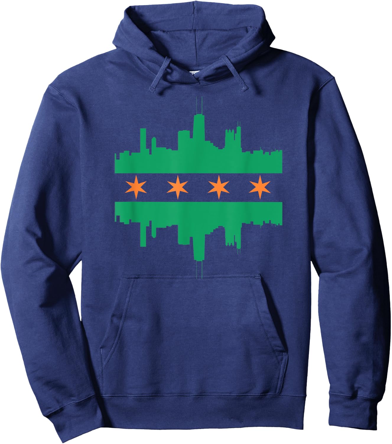 CHICAGO IRISH SKYLINE Green St Patricks Day Flag T Shirt Hoodie - Hoodie | Navy