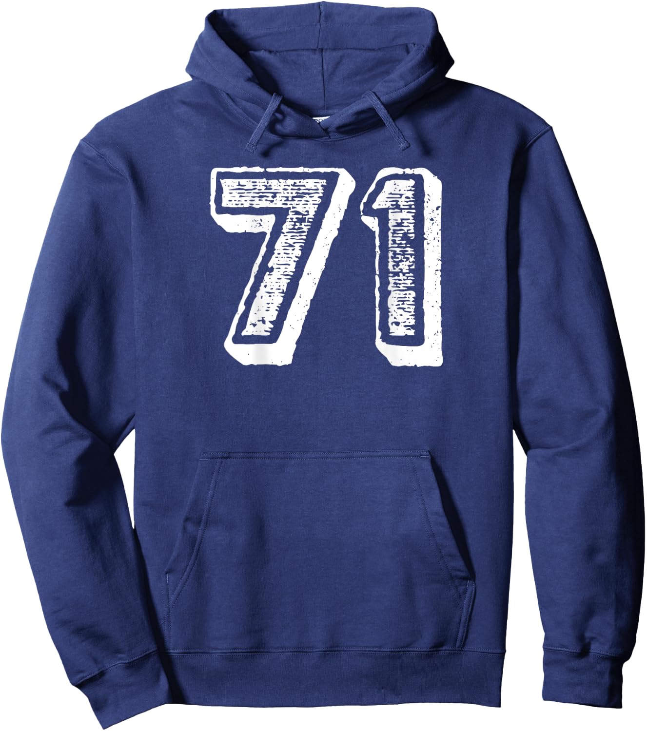 Number 71 Sports Jersey Player #71 Fan BACK PRINT Vintage Hoodie - Hoodie | Navy