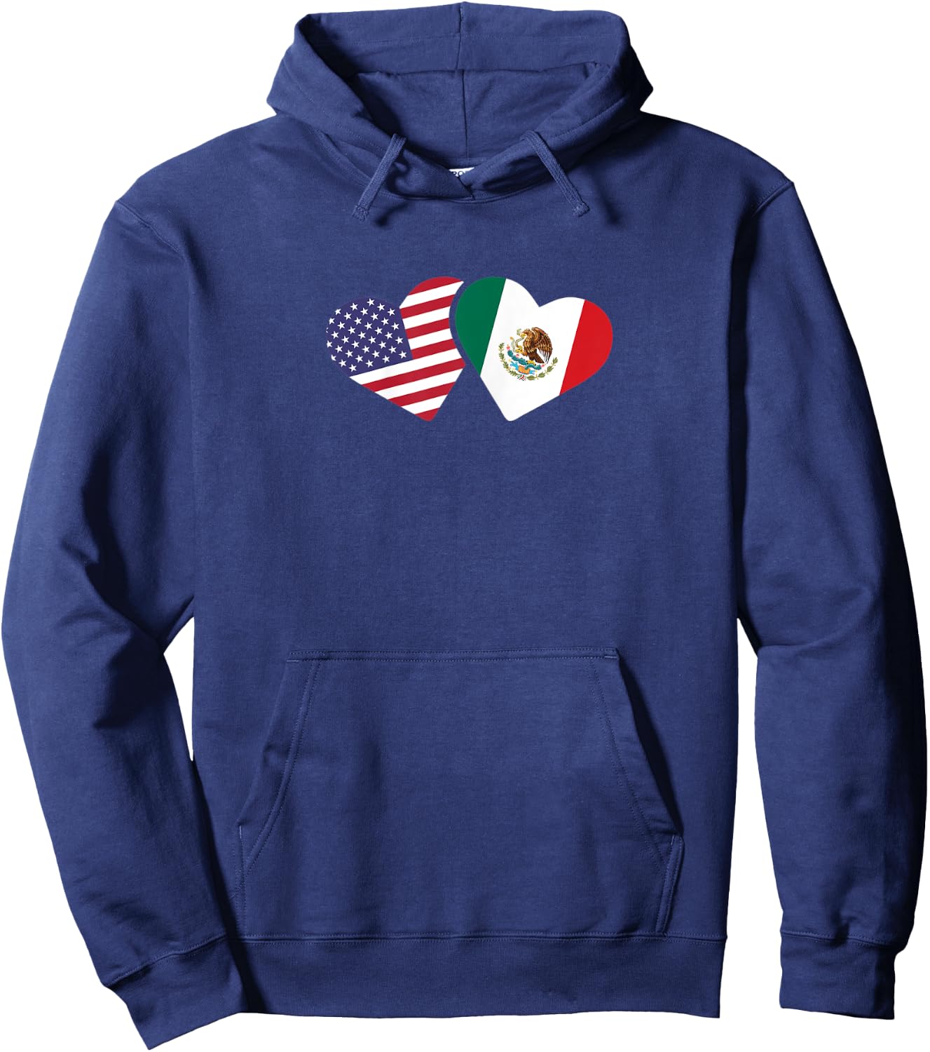 Mexico USA Flag T Shirt Heart Mexican American Love Hoodie - Hoodie | Navy