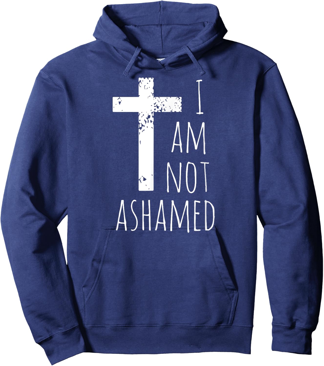 I am not ashamed - Big Red Cross - Gospel Christian Faith Hoodie - Hoodie | Navy
