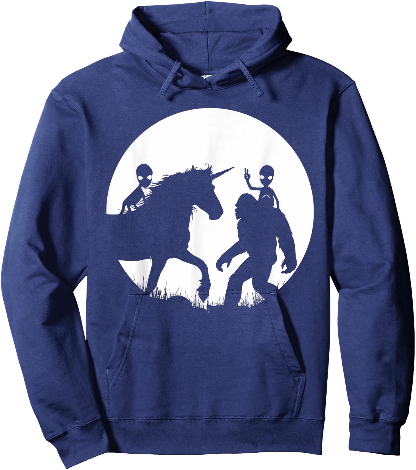 Bigfoot Unicron And Aliens! Funny Alien Riding Unicorn Hoodie - Hoodie | Navy