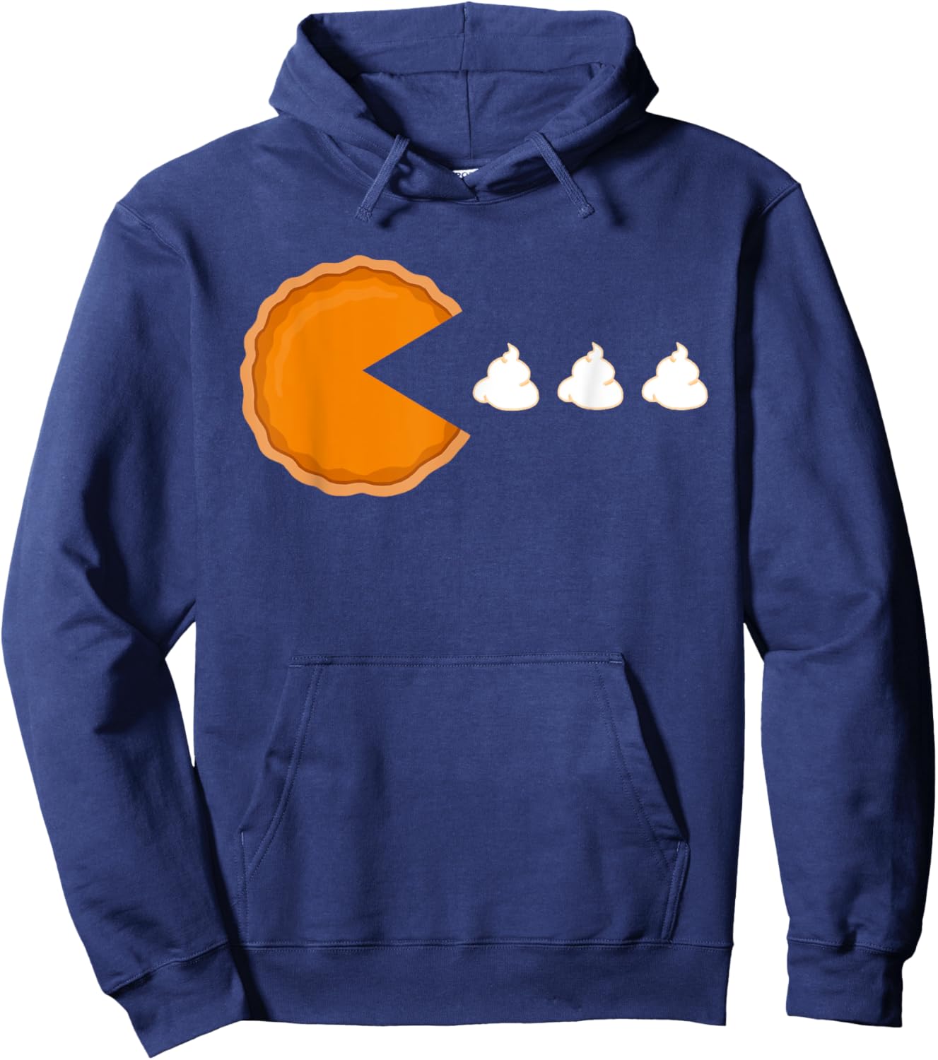 Thanksgiving 2020 Funny Pumpkin Pie Eating Whipped Cream Hoodie - Hoodie | Navy