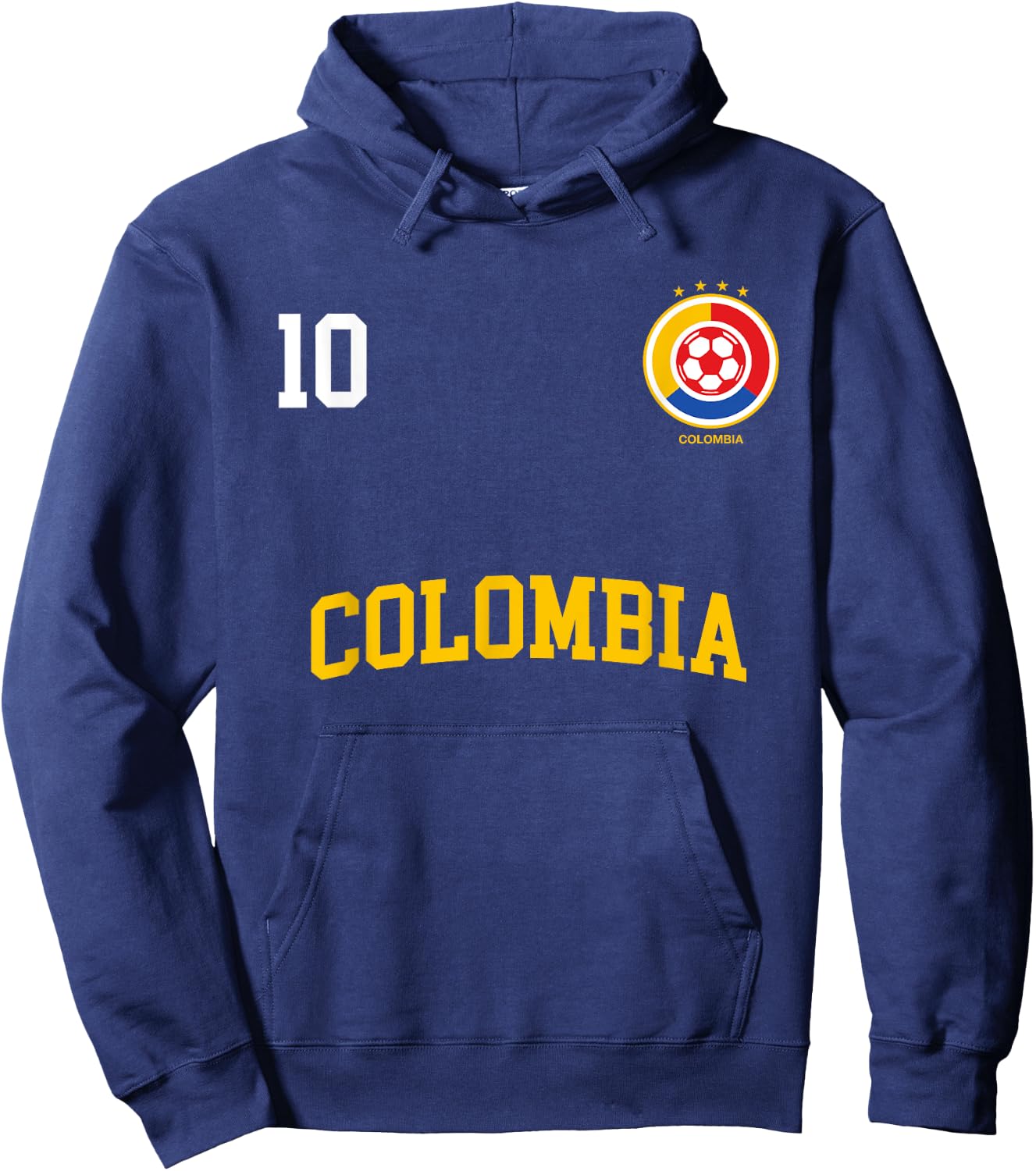 Colombia Soccer Shirt 10 + BACK Colombian Flag Camisa Futbol Hoodie - Hoodie | Navy