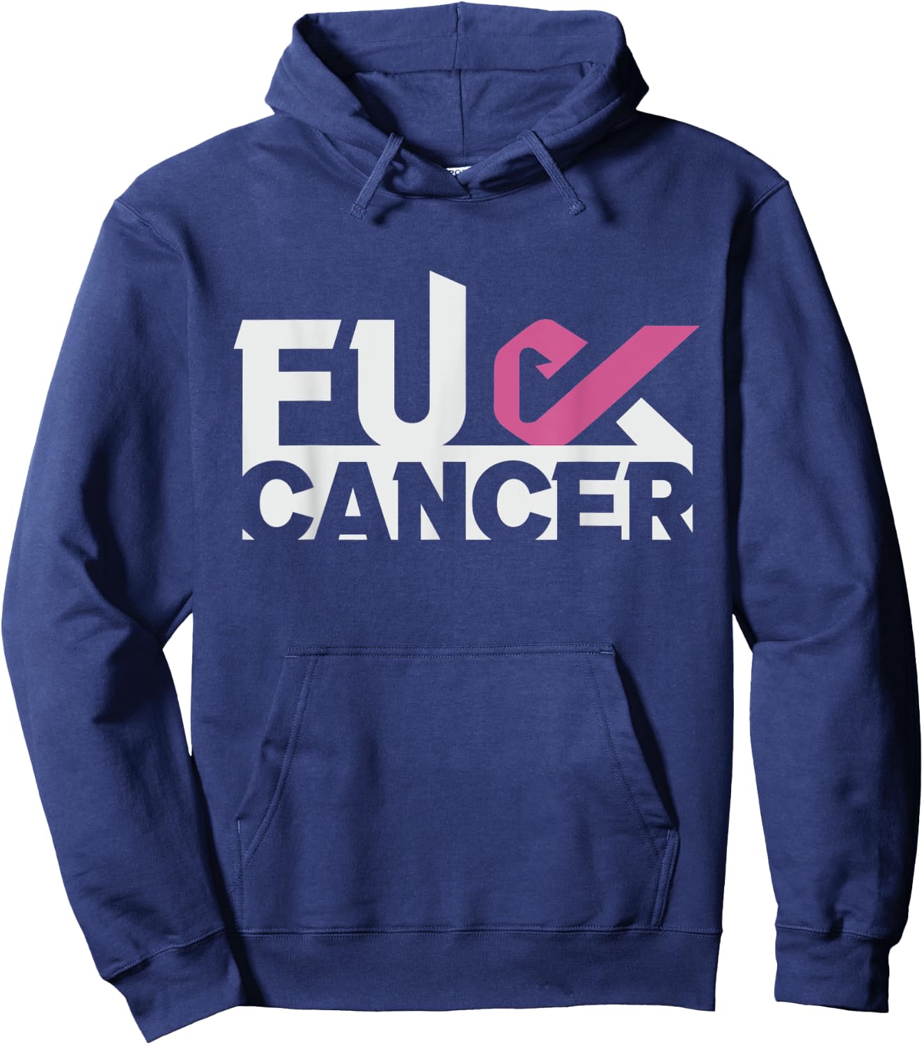 Fuk Cancer Awareness Pink Ribbon Breast Cancer Hoodie - Hoodie | Navy