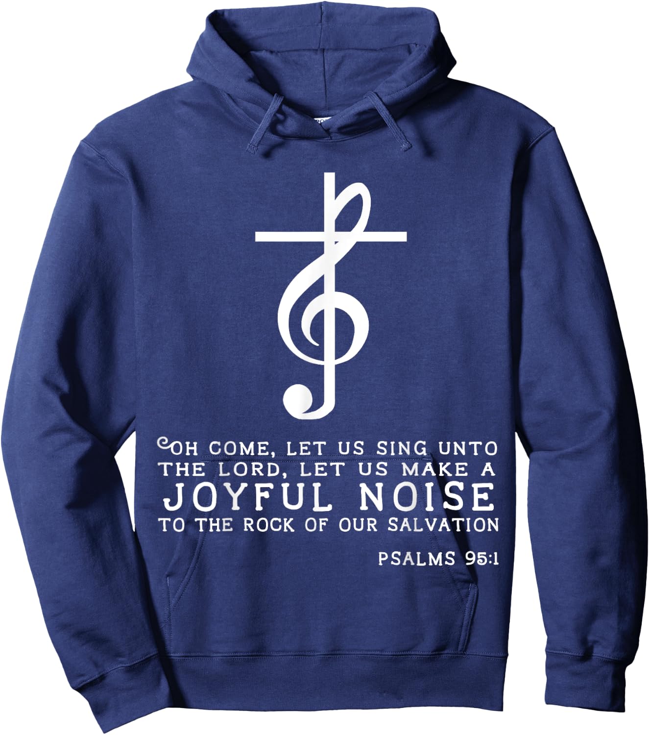 Christian Music Cross Treble Clef Musical Gift Hoodie - Hoodie | Navy