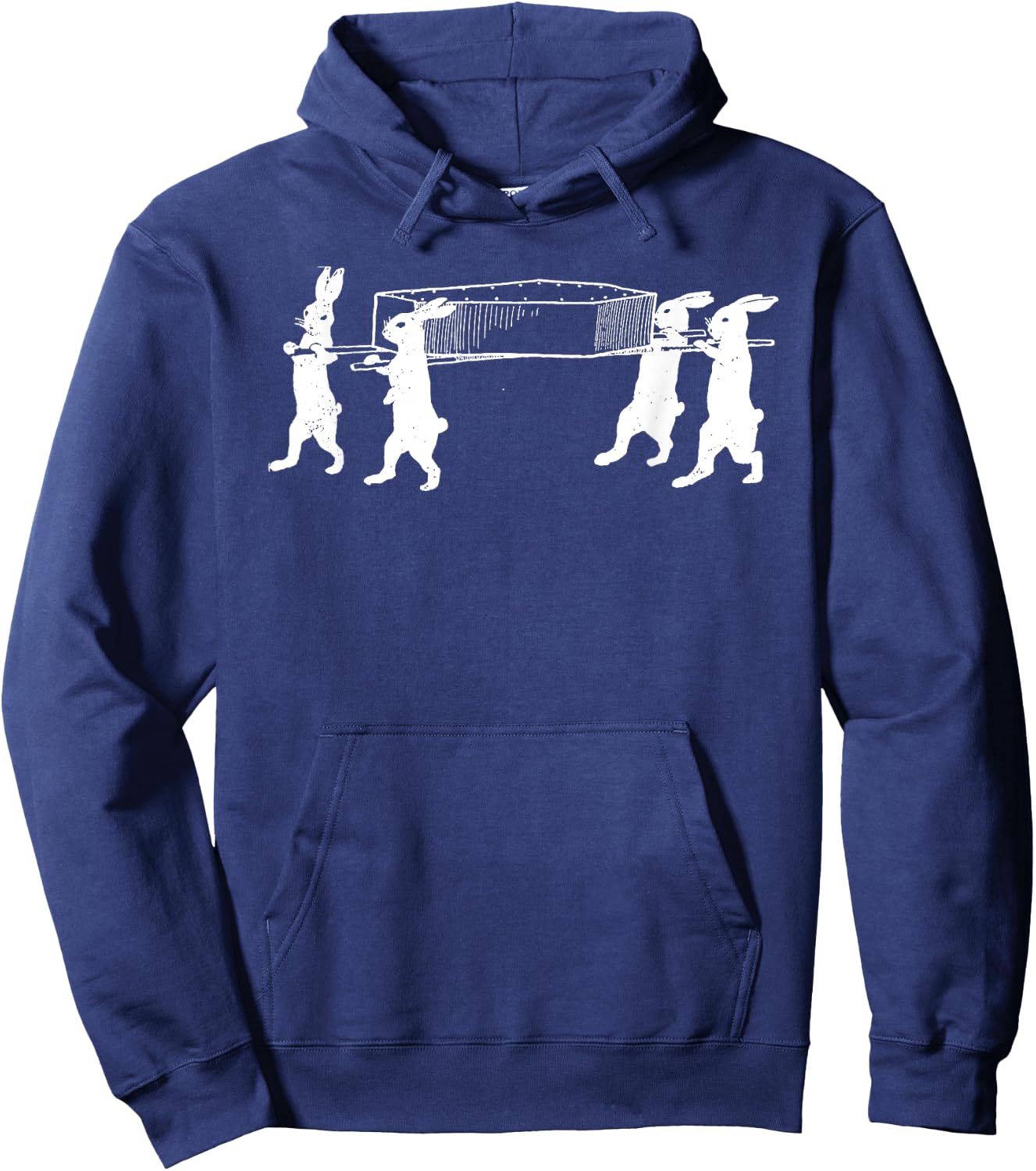 Funny Creepy Rabbits Carrying Coffin Casket Halloween Retro Hoodie - Hoodie | Navy