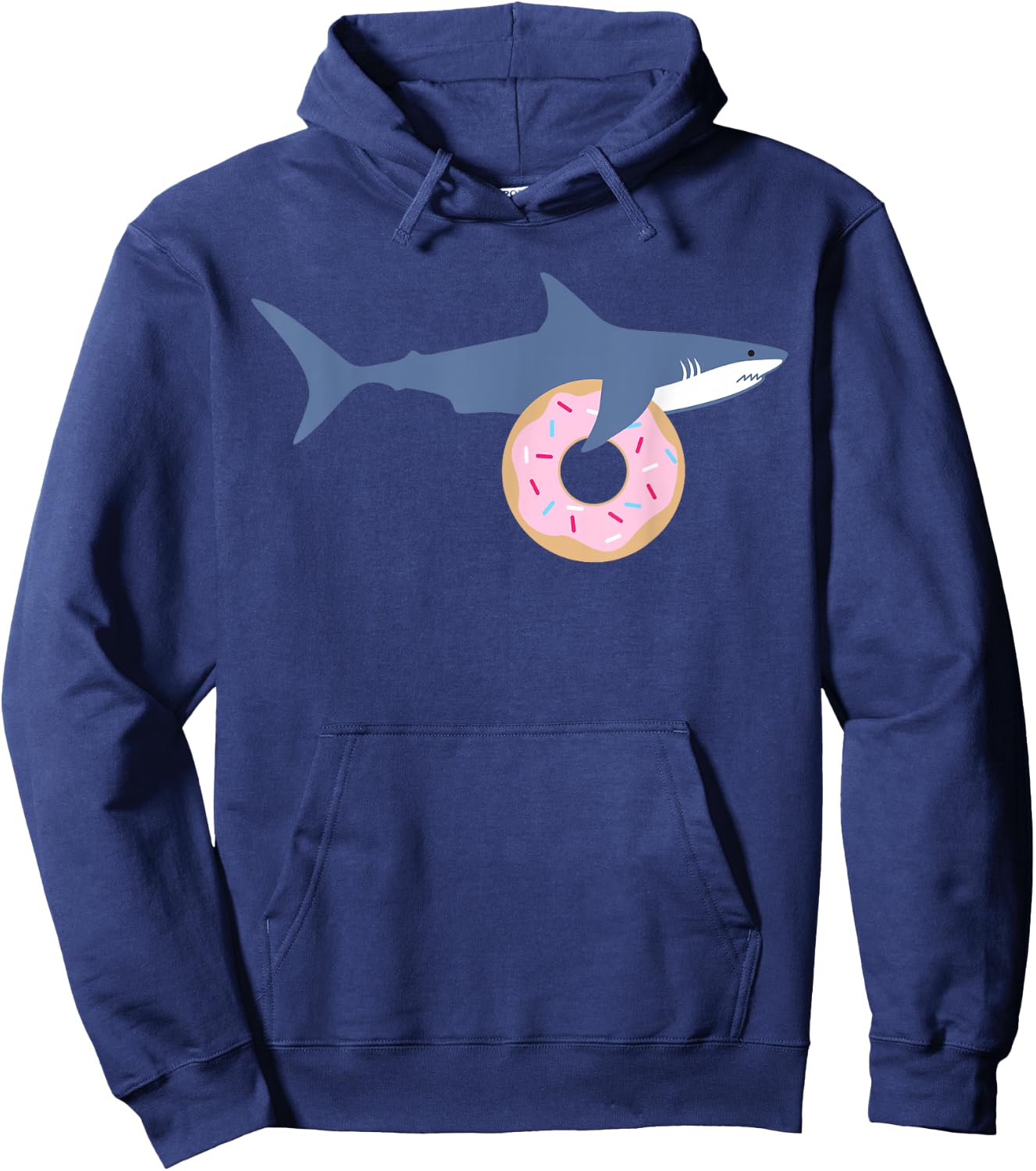 Funny Shark Carrying Donut Cute Food Kids Gift Hoodie - Hoodie | Navy