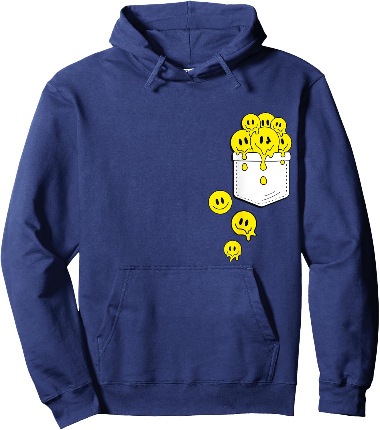 Pocket Yellow Smile Faces Melting Happiness Graphic Designs Hoodie - Hoodie | Navy