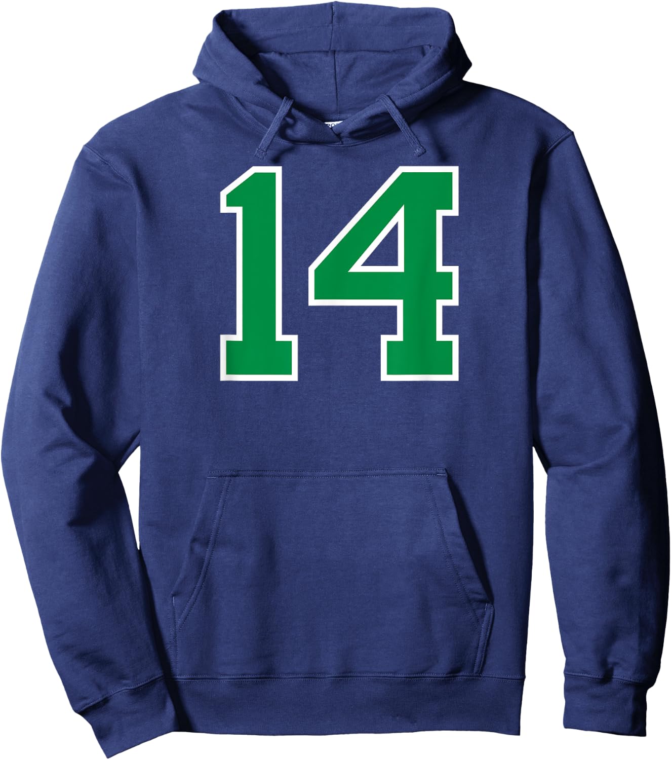 Number #14 Sport Green Number Hoodie - Hoodie | Navy