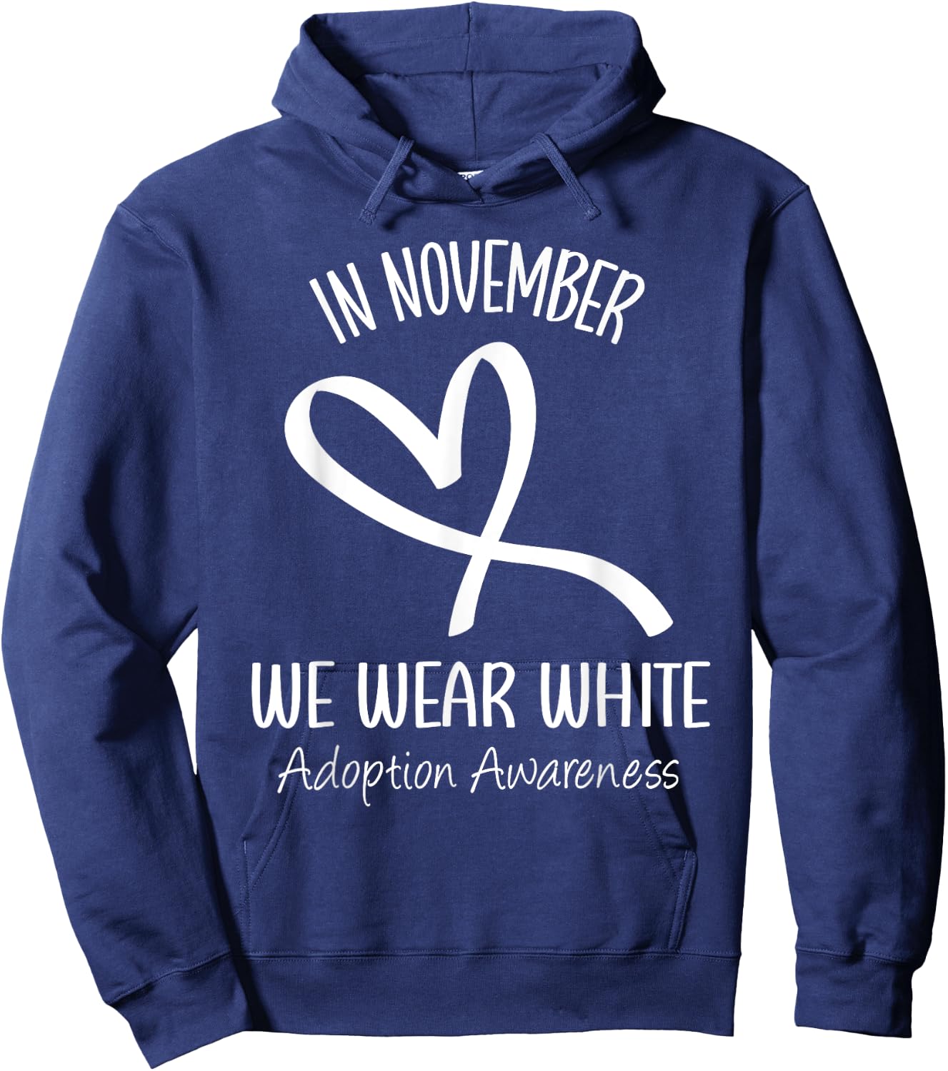 Rainbow In November We Wear White Adoption Awareness Ribbon Hoodie - Hoodie | Navy