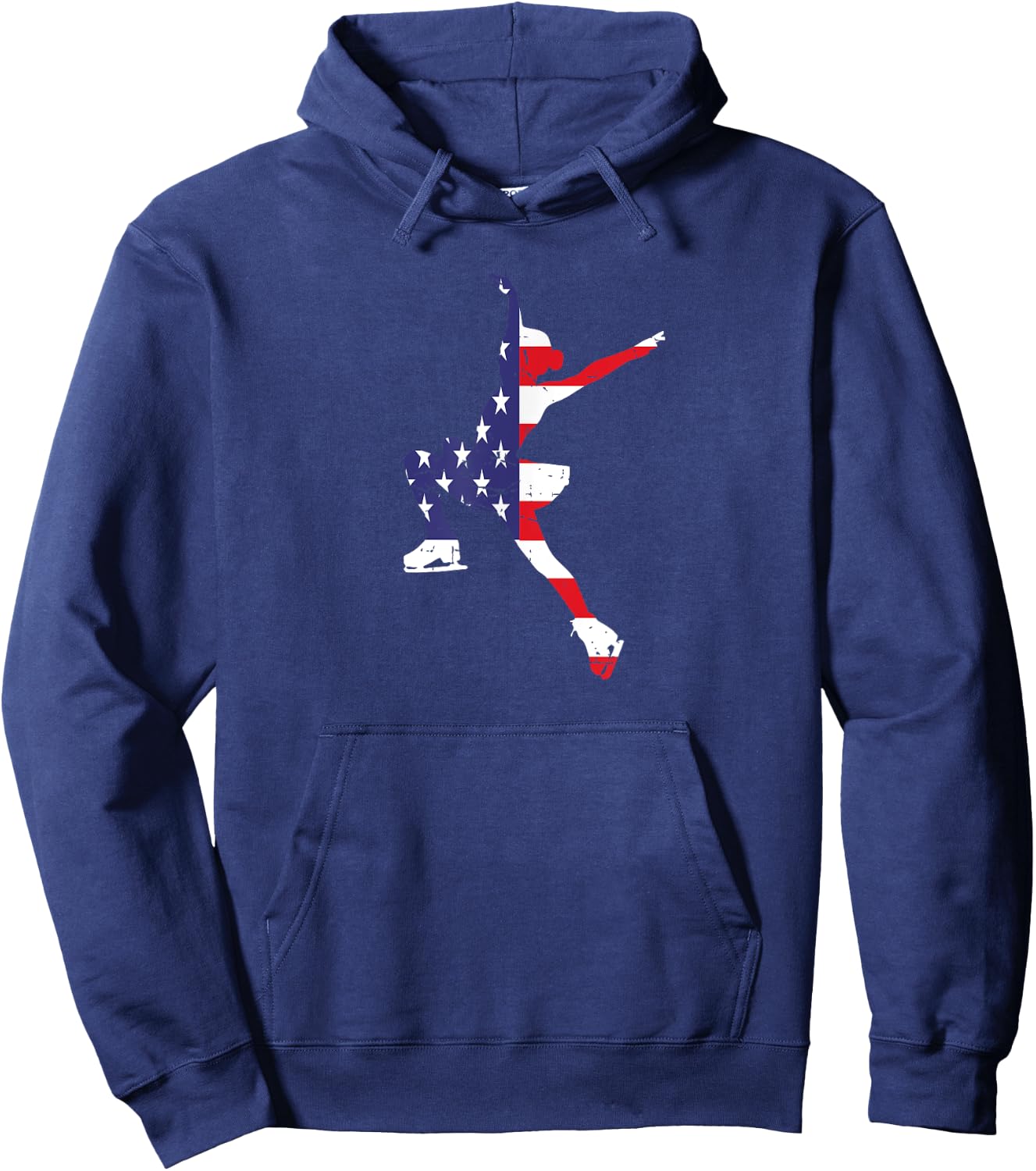 USA American Flag Girl Figure Skating Dance Ice Skater Hoodie - Hoodie | Navy