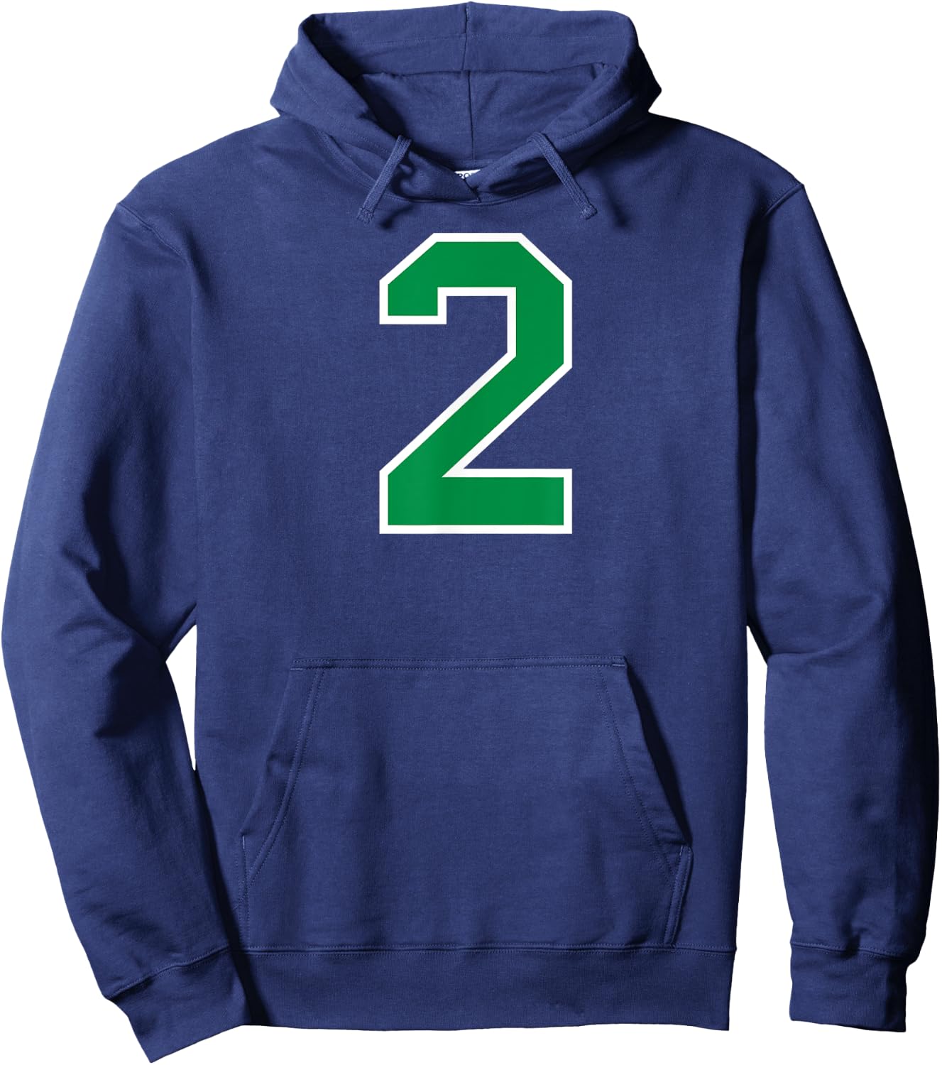 Number #2 Sport Green Varsity Number Hoodie - Hoodie | Navy