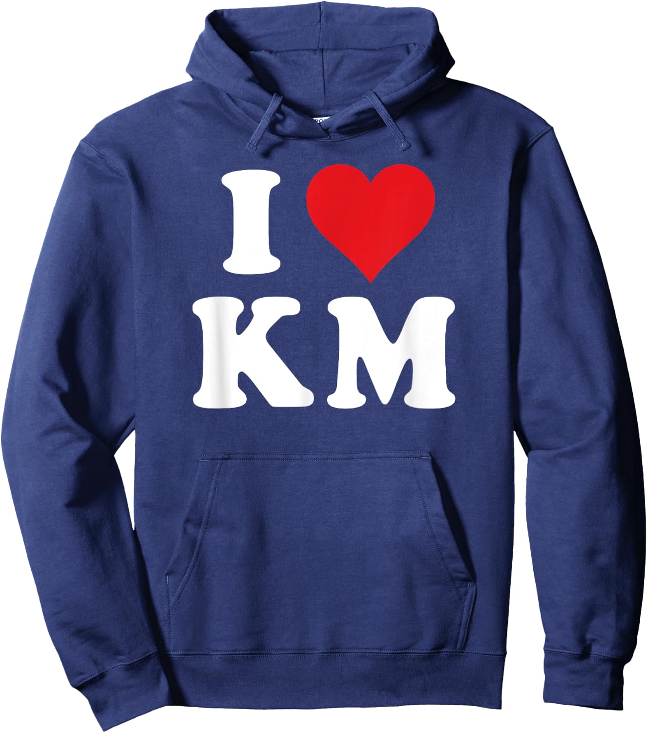 I Love KM Initials I Heart K.M. First Last Name K M Hoodie - Hoodie | Navy