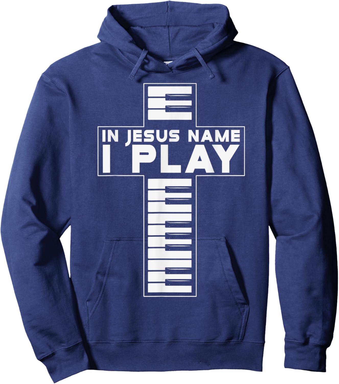 In Jesus Name I Play Piano, Vintage Christian Saying Hoodie - Hoodie | Navy