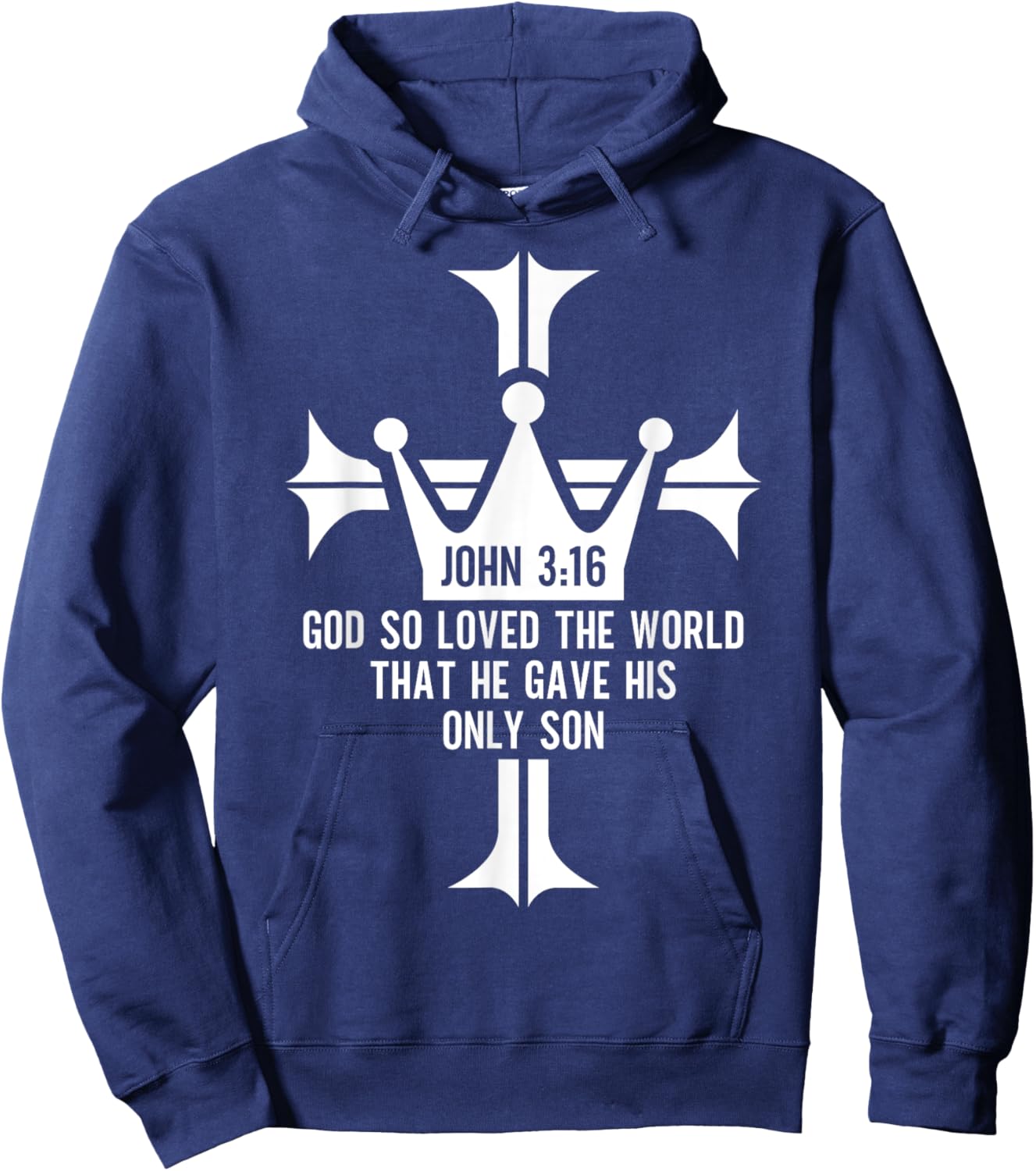 John 3:16 Christian Cross Bible Hoodie - Hoodie | Navy