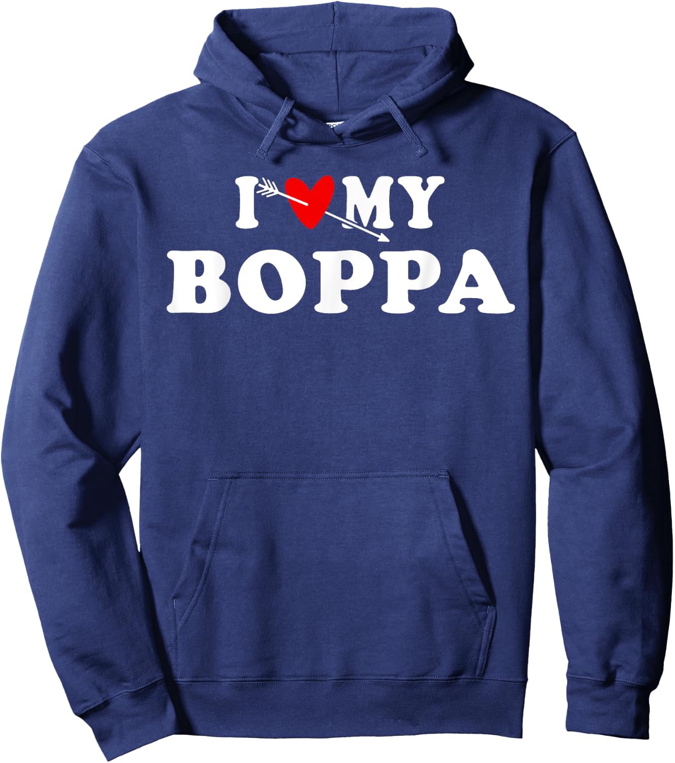 I Love My Boppa with red heart gift women kids Hoodie - Hoodie | Navy