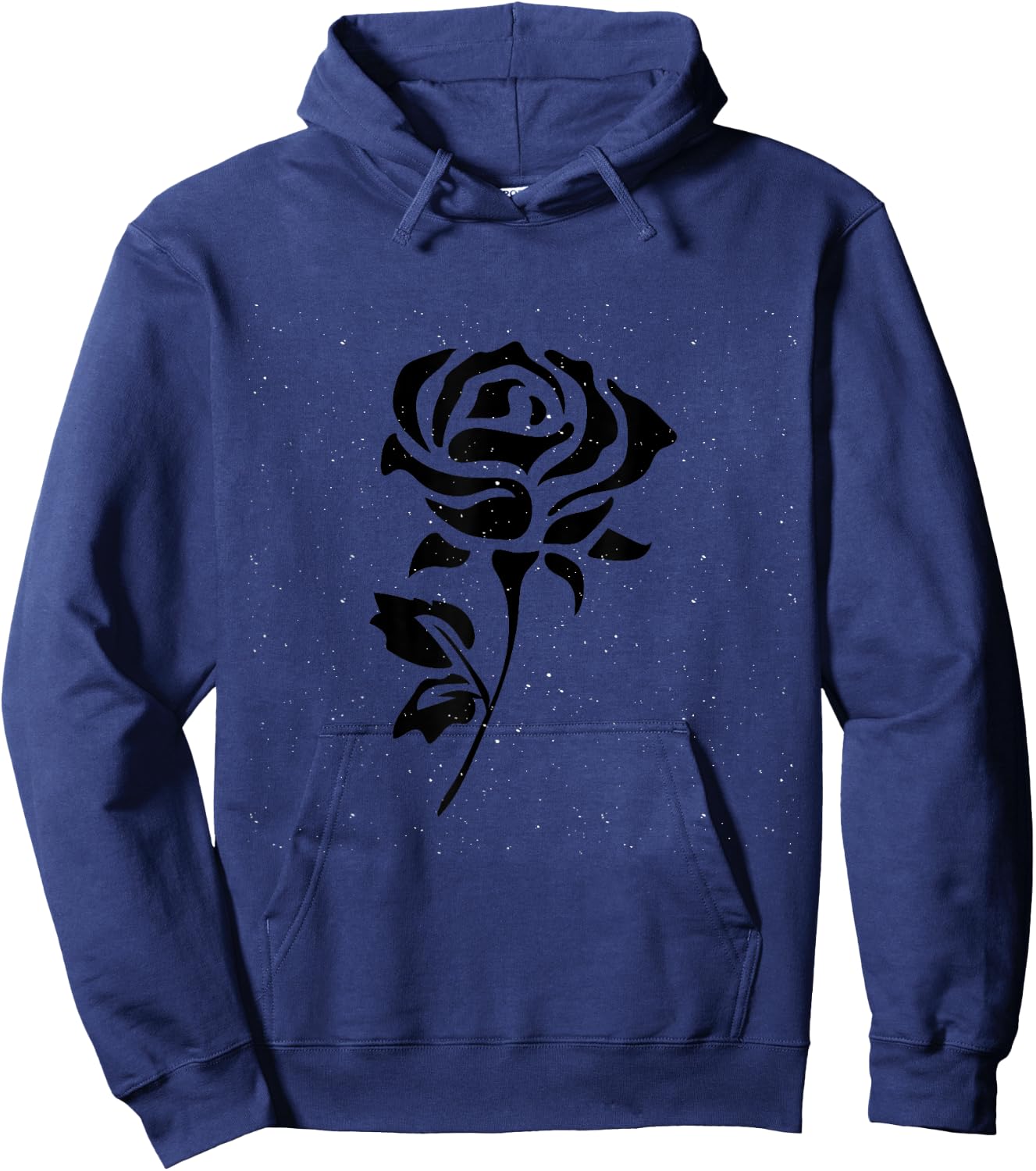 Black Flower Rose Design White Hoodie - Hoodie | Navy