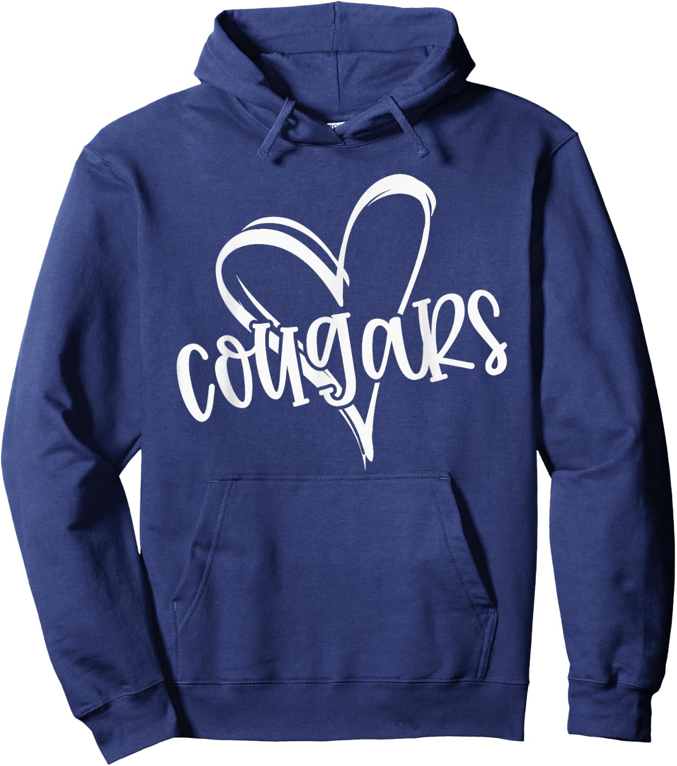 Cougars School Sports Fan Team Spirit Heart Hoodie - Hoodie | Navy