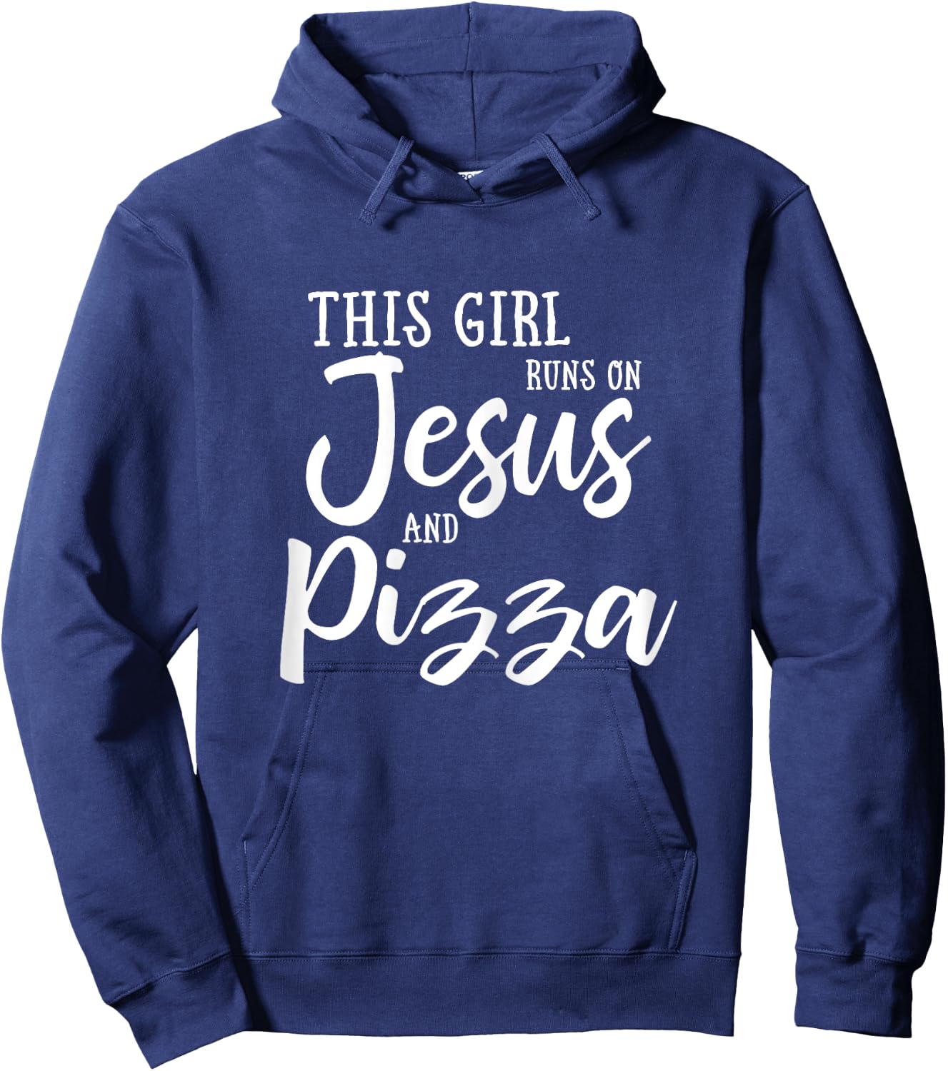 This Girl Runs On Jesus And Pizza Shirt Christian Gift Hoodie - Hoodie | Navy